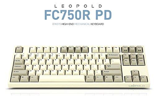 Leopold FC750R PD 87-Key High-End Mechanical Keyboard with Cherry MX Brown Switches - 1.5mm PBT Keycaps (White) | Perfect for Gaming, Typing & Office Work