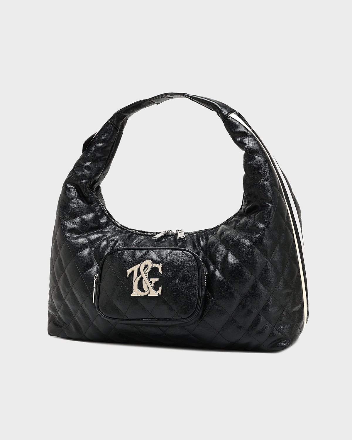 Stylish Black Diamond Stitch Quilted Tote Bag for Women - Fashionable Crossbody Handbag for Work, Travel & Shopping