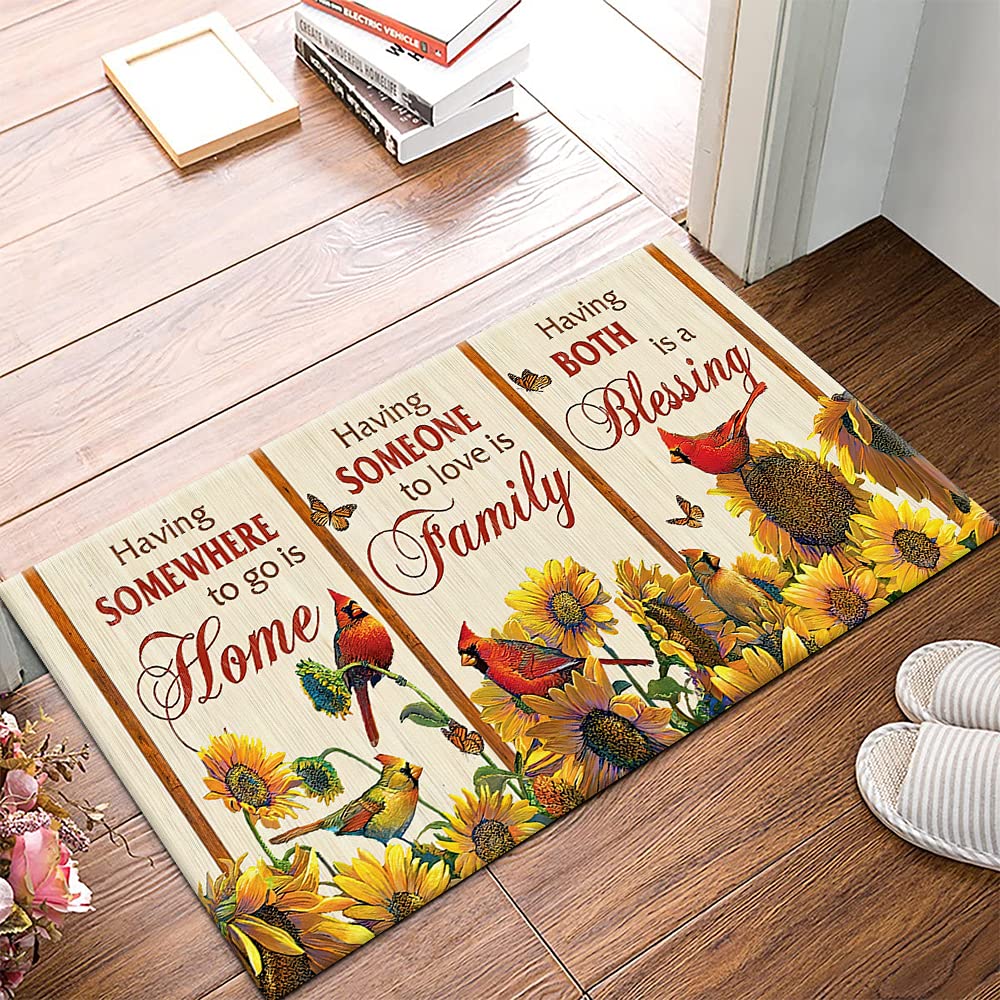 FADALO ART Rustic Sunflower & Bird Non-Slip Kitchen Rug 24