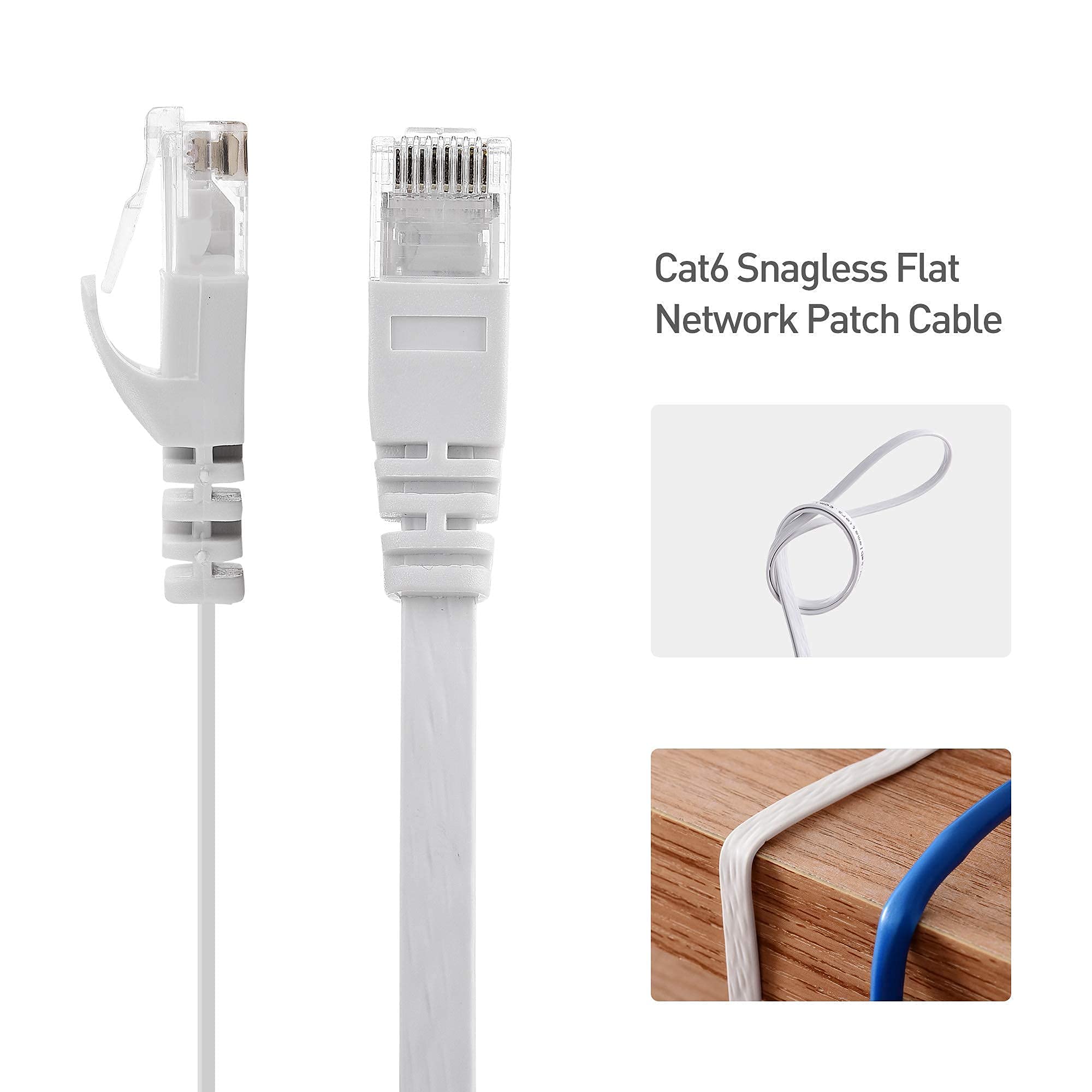 **Cable Matters 150-Foot Cat6 Ethernet Cable (Snagless, Blue) & 50-Foot Flat Cat6 Cable (White) - High-Speed Internet, Gaming, Streaming, Home & Office Network Setup**