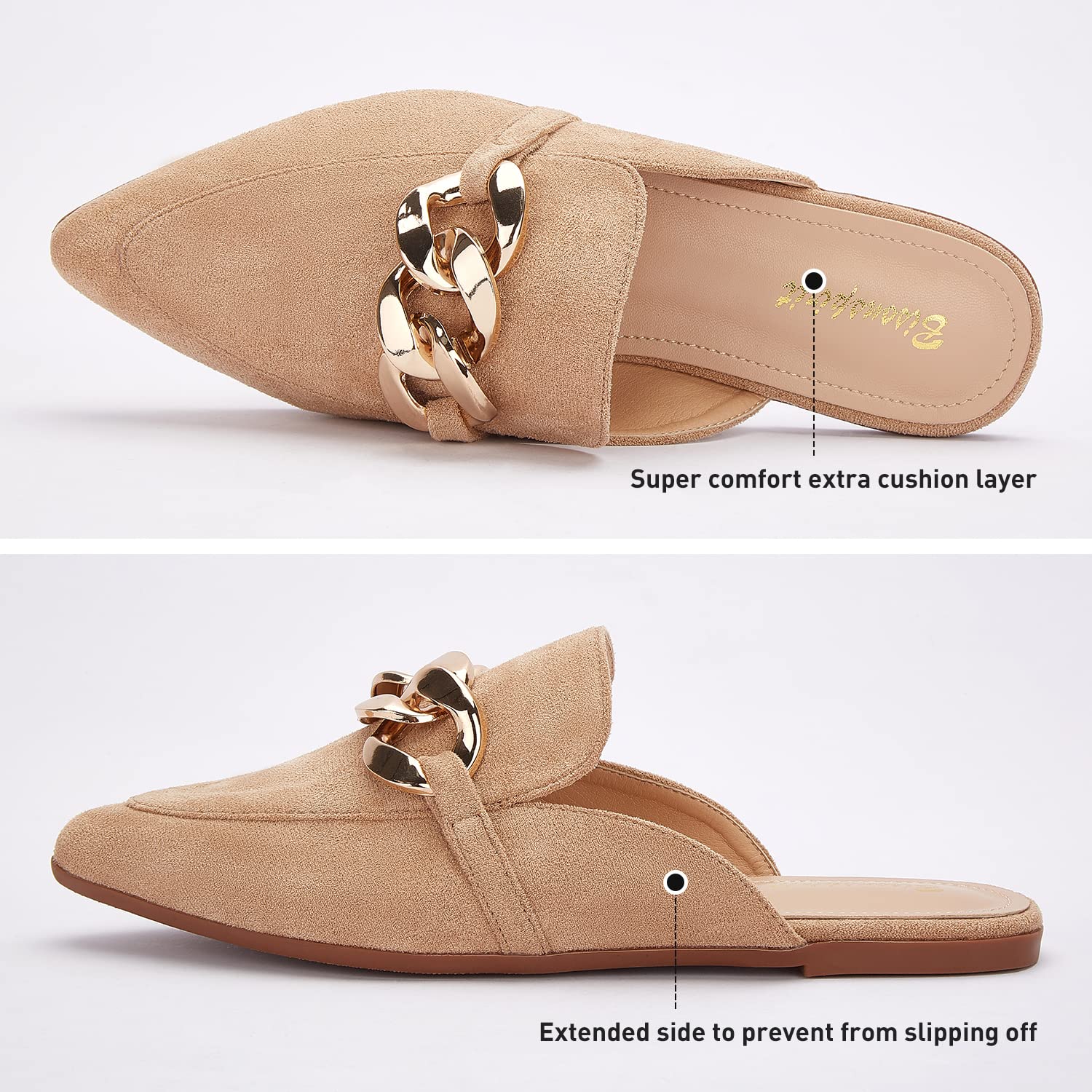 Women's Pointed Toe Mule Loafers - Slip On Flat Slides for Comfort & Style | Perfect for Office, Casual Outings & Everyday Wear