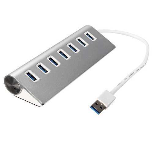 5Gbps High-Speed Aluminum USB 3.0 Hub with 7 Ports - Expand Connectivity for Laptop, PC, Gaming & Home Office Setup