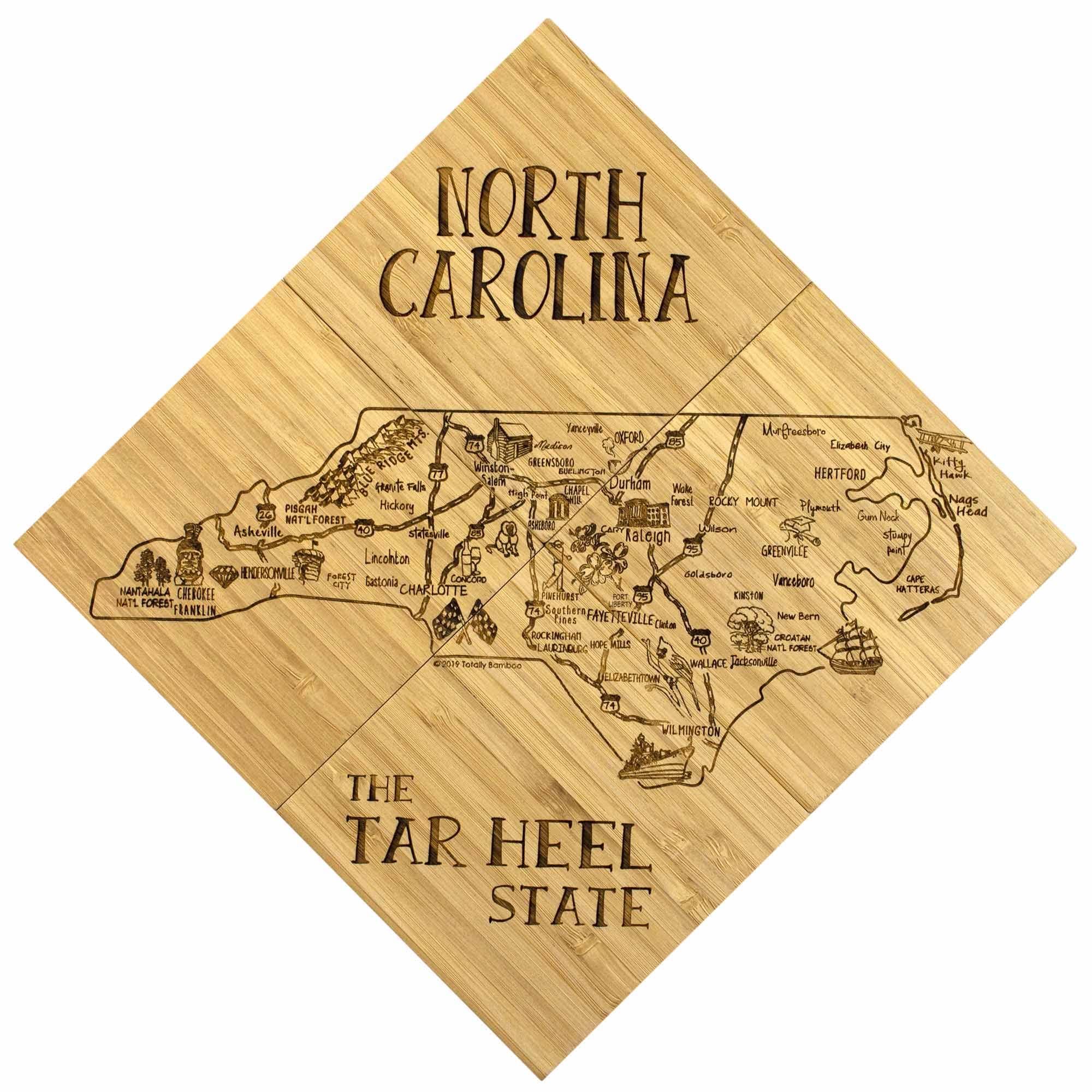 4 Piece North Carolina Puzzle Coaster Set with Storage Case - Perfect for Home Decor, Gifts & Game Nights