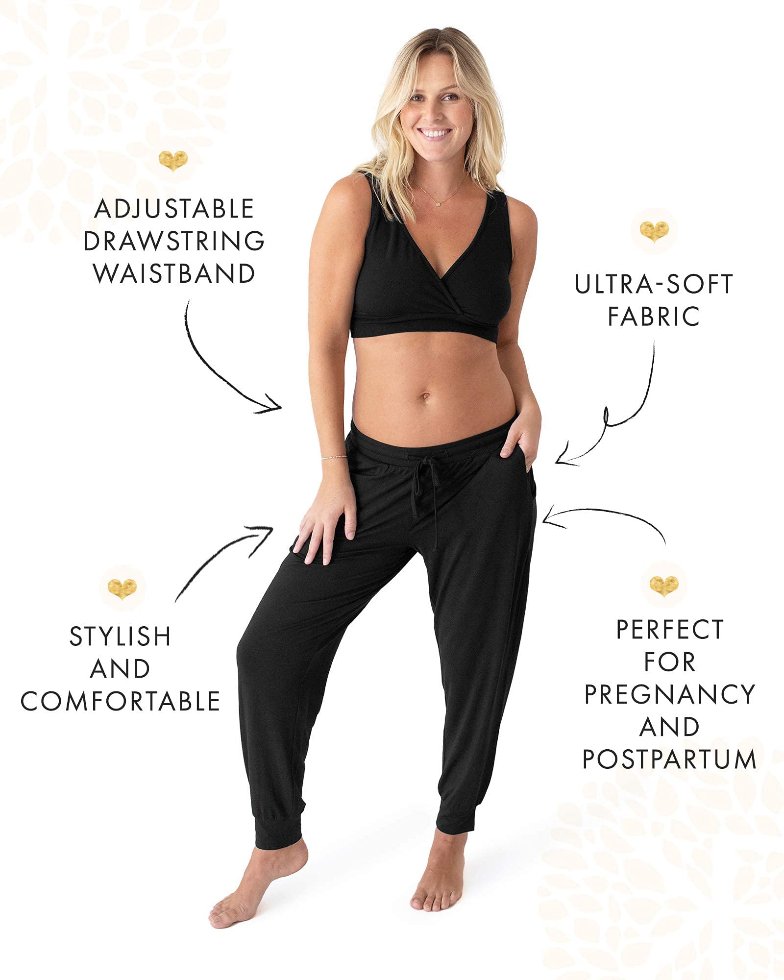 Kindred Bravely Everyday Maternity Joggers & Emmaline Maternity Nursing Robe Bundle - Black, Large/X-Large - Comfortable Pregnancy & Postpartum Lounge Wear for Relaxing at Home