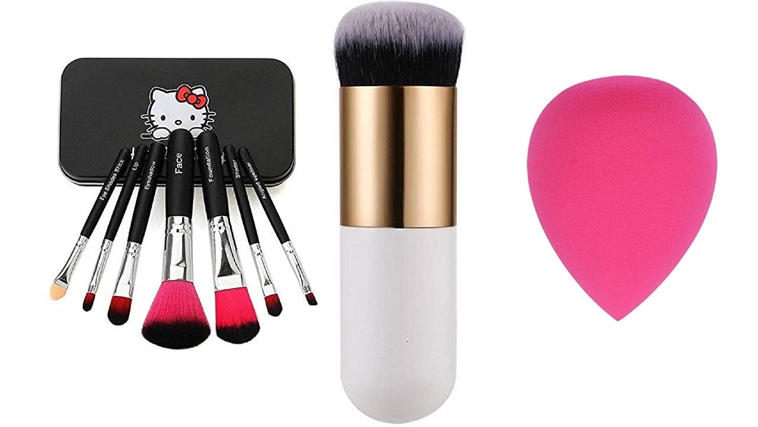 **KTABRIZ 7-Piece Makeup Brush Set with Storage Box & Mini Foundation Brush & Beauty Blender - Professional Makeup Brushes for Women & Girls - Perfect for Daily Makeup, Contouring, and Blending**