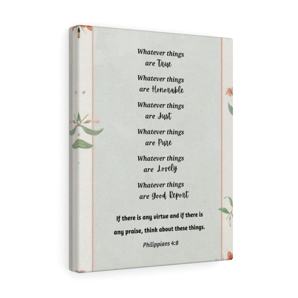 Philippians 4:8 Christian Wall Art - Bible Verse Print Ready to Hang - Inspirational Scripture Wall Decor for Home, Church & Office - Perfect Gift for Weddings, Baptisms & Christian Holidays
