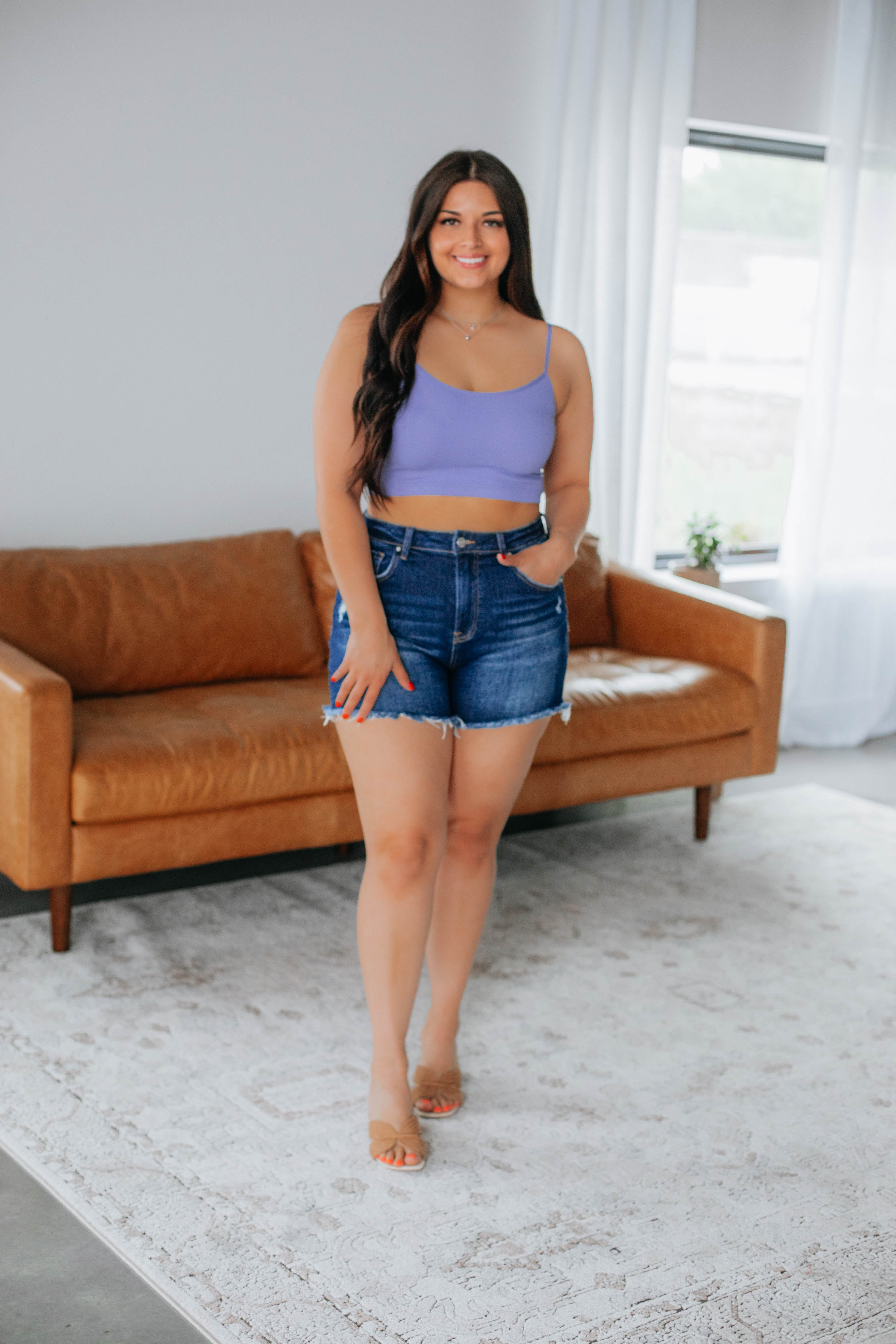Bradshaw Ribbed Tank Top - Periwinkle Blue | Women's Casual Stretch Fit Sleeveless Shirt for Summer, Beach, and Layering