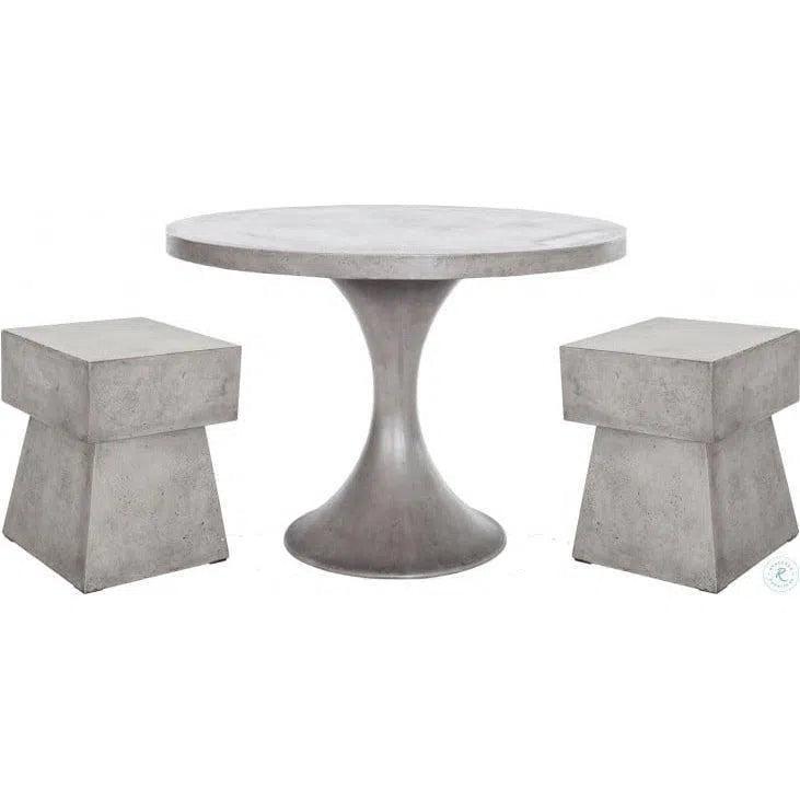 43 Inch Outdoor Dining Table - Modern Grey Patio Furniture for Garden, Backyard, and Poolside Dining