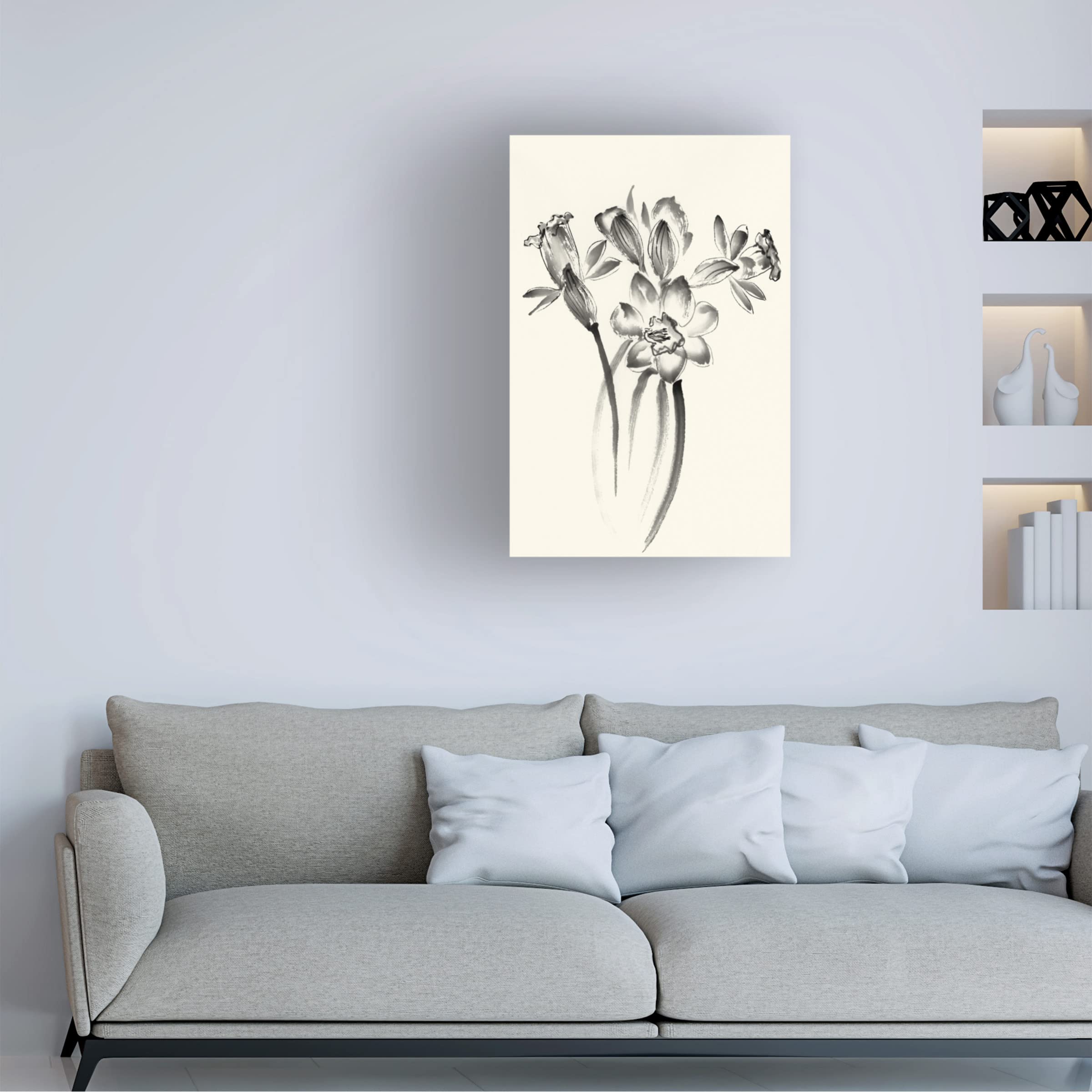 Trademark Fine Art 'Ink Wash Floral I Daffodils' Canvas Wall Art by Nan Rae - Elegant Floral Painting for Living Room, Bedroom & Office Decor
