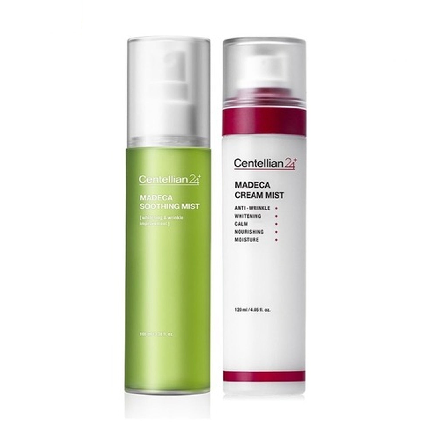 Centellian24 Madeca Soothing Facial Mist 100ml & Cream Mist 120ml Set - Korean Skincare for Dry, Sensitive Skin | Hydrating & Calming Face Spray for Daily Use, Travel & Post-Workout Care