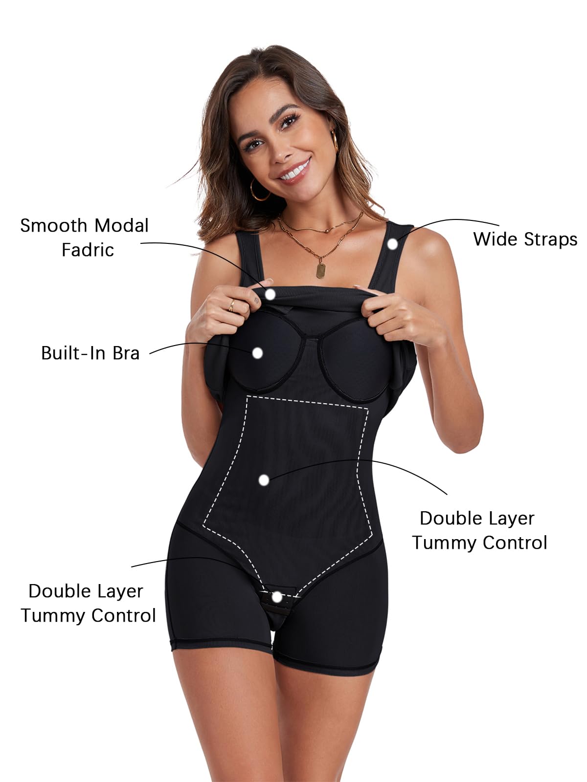 Women's Shapewear Dress - Formal Mini Sleeveless Bodycon Dress with Square Neck & Side Slit | Tummy Control Slimming Dress for Summer | Perfect for Office, Party & Special Occasions