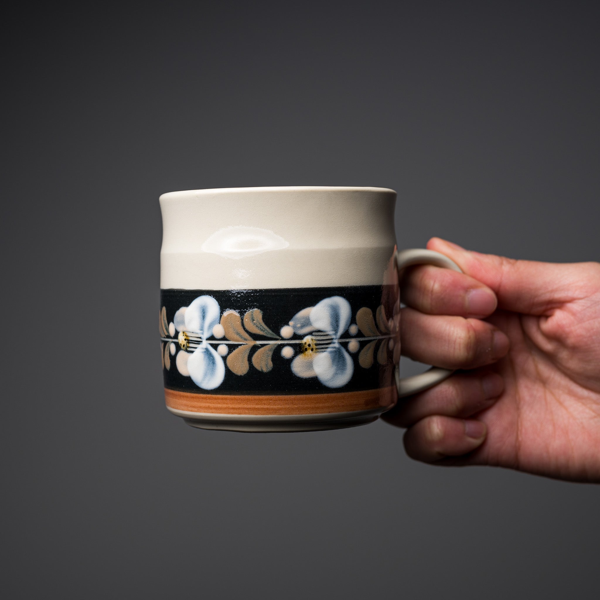 Fukube Pottery Mug Cup - Handmade Japanese Ceramic Coffee Cup with Violet or Camellia Floral Design | Perfect for Home, Office & Gift Giving