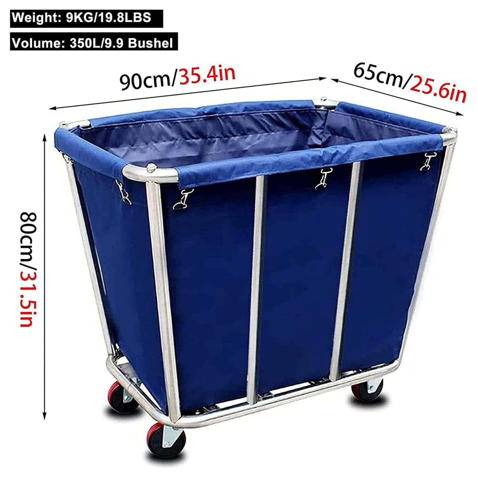 Commercial Laundry Cart - 10 Bushel (350L) Heavy Duty Rolling Laundry Hamper with 4