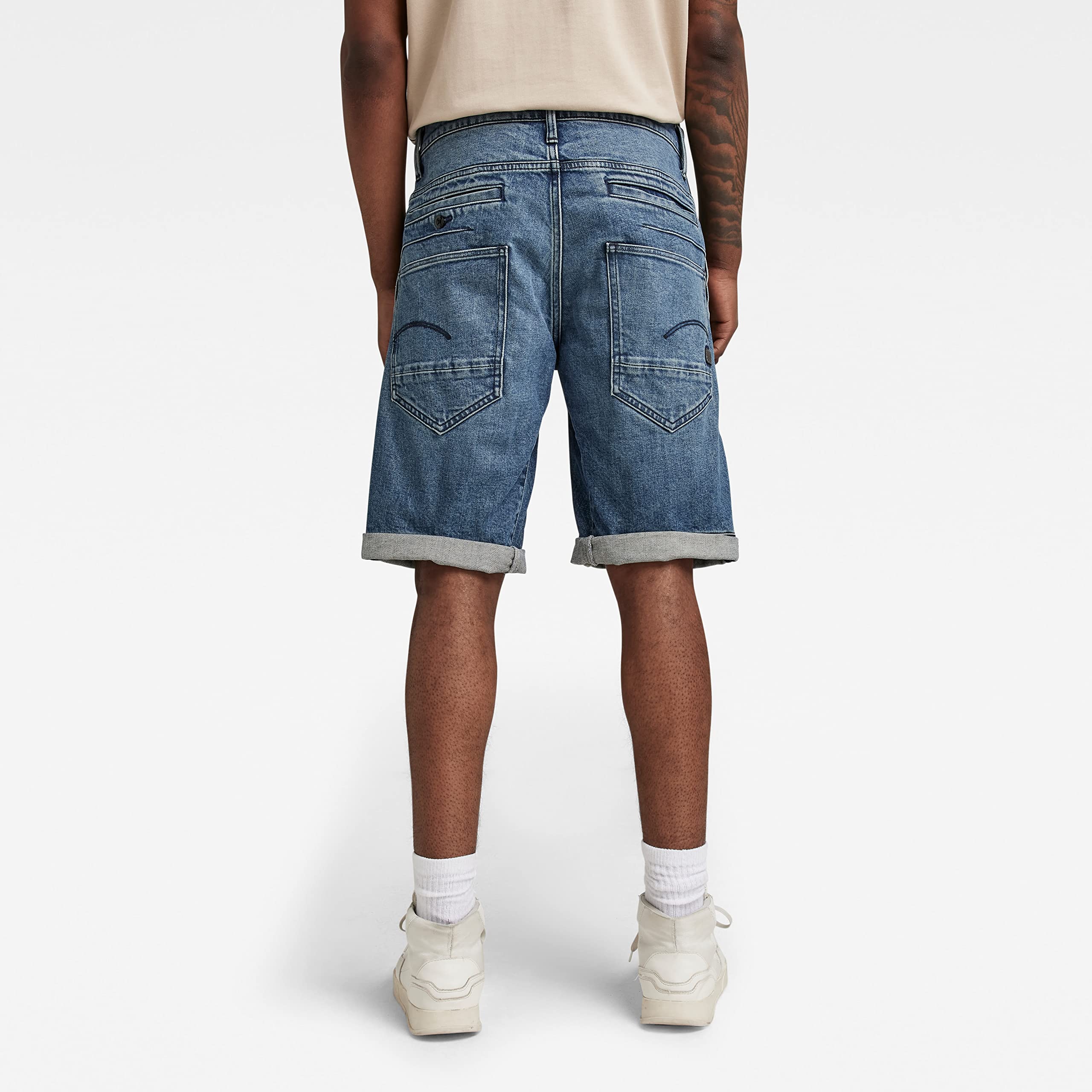 G-STAR Men's D-STAQ 3D Straight Fit Denim Shorts | Classic Blue Jeans Shorts for Men | Casual Summer Wear, Street Style & Outdoor Activities