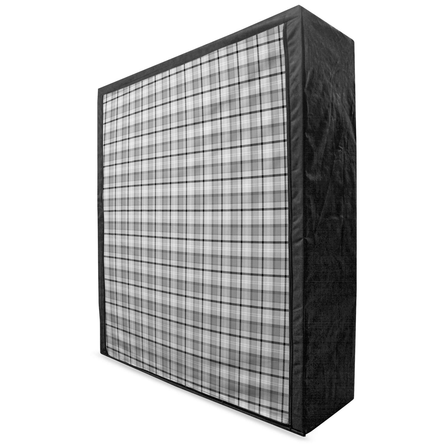 Ambesonne Abstract Portable Fabric Wardrobe with Shelves - 59 Inch Dark Grey Checkered Gaelic Pattern Clothing Organizer for Bedroom, Closet & Dorm Storage | Foldable Closet with National Symbol Design