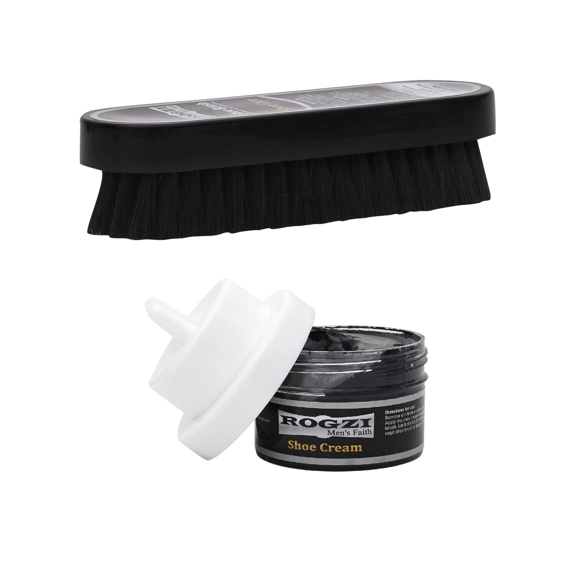 Premium Shoe Shine Brush & Black Shoe Polish Kit (60g) - Leather Shoe Cleaning, Polishing & Buffing Tools for Men & Women - Long-Lasting Shine for Dress Shoes, Boots & All Leather Footwear - Perfect for Office, Formal Events & Daily Shoe Care