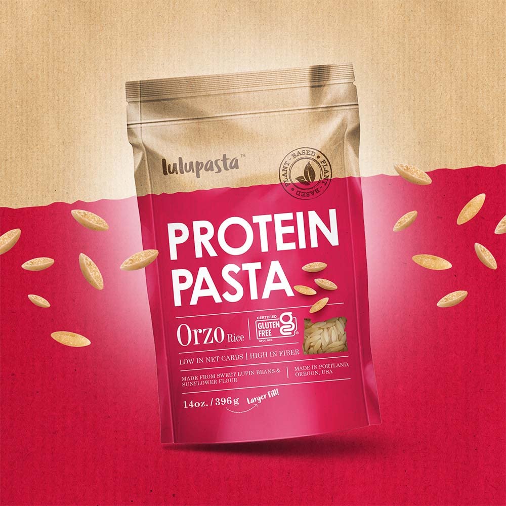 High Protein Pasta - 19g Protein, Low Carb Keto Pasta (4g Net Carbs) - Gluten Free, Made with Lupin & Sunflower Flour - Perfect for Keto Diet, Weight Loss & Healthy Meals - Lulupasta Orzo (1 Pack)