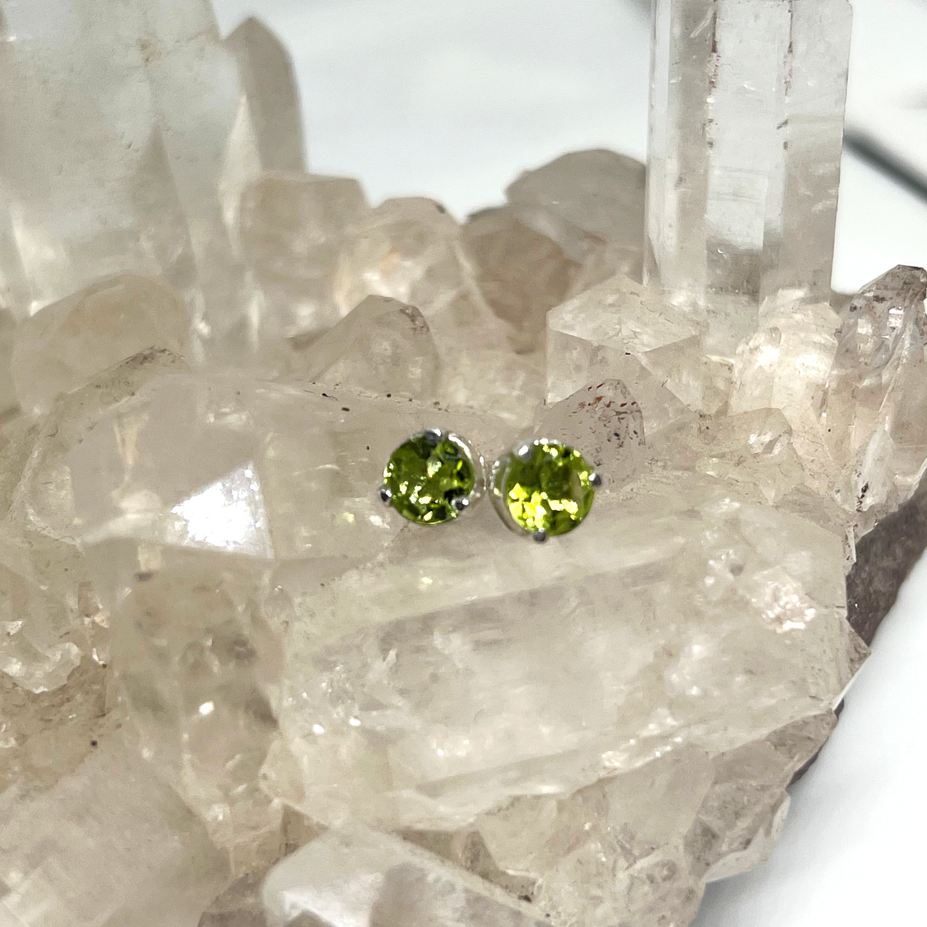 5mm Round Faceted Gemstone Stud Earrings - 3 Prong Set (PSE005) | Elegant & Durable for Daily Wear, Parties & Gifts