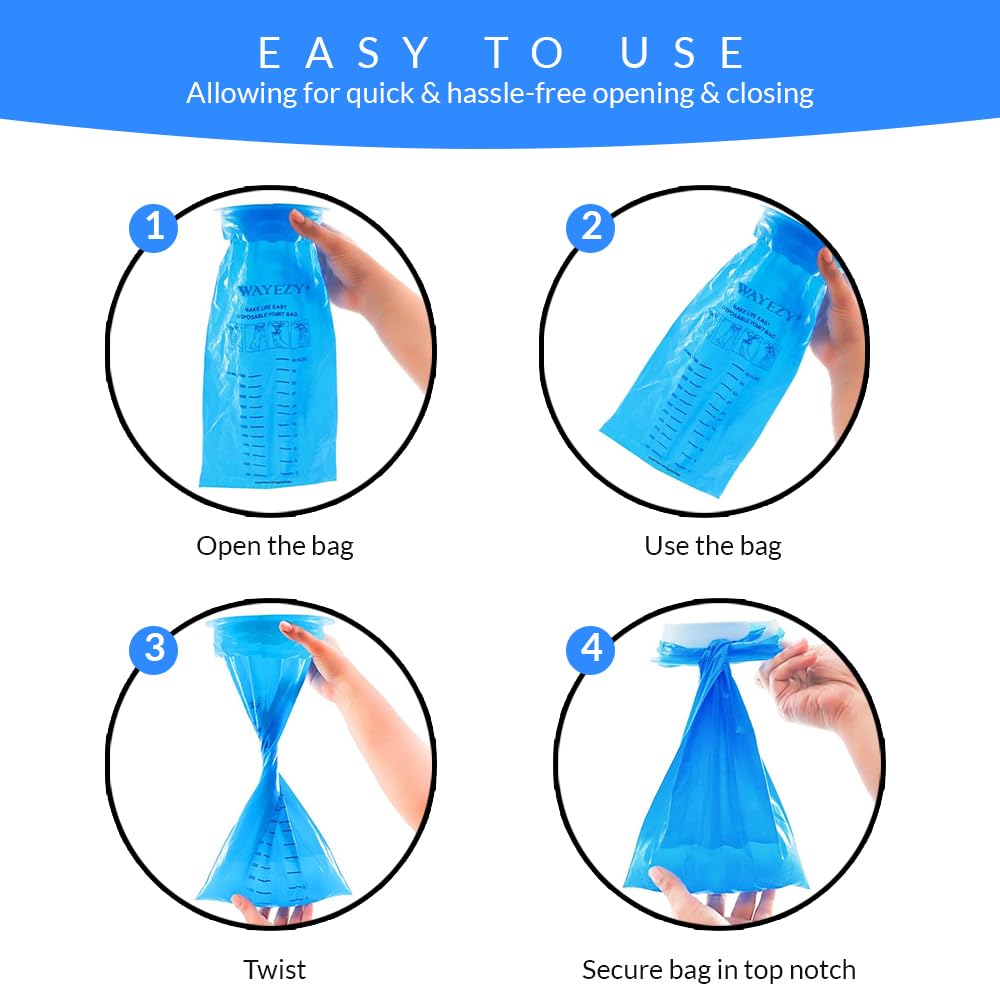 Disposable Vomit Bags - 25 Pack (1000ml Capacity) | Emesis & Barf Bags for Nausea Relief - Ideal for Travel, Motion, Morning, Air, Sea & Car Sickness - Perfect for Airplanes, Cruise Ships, Road Trips & Pregnancy