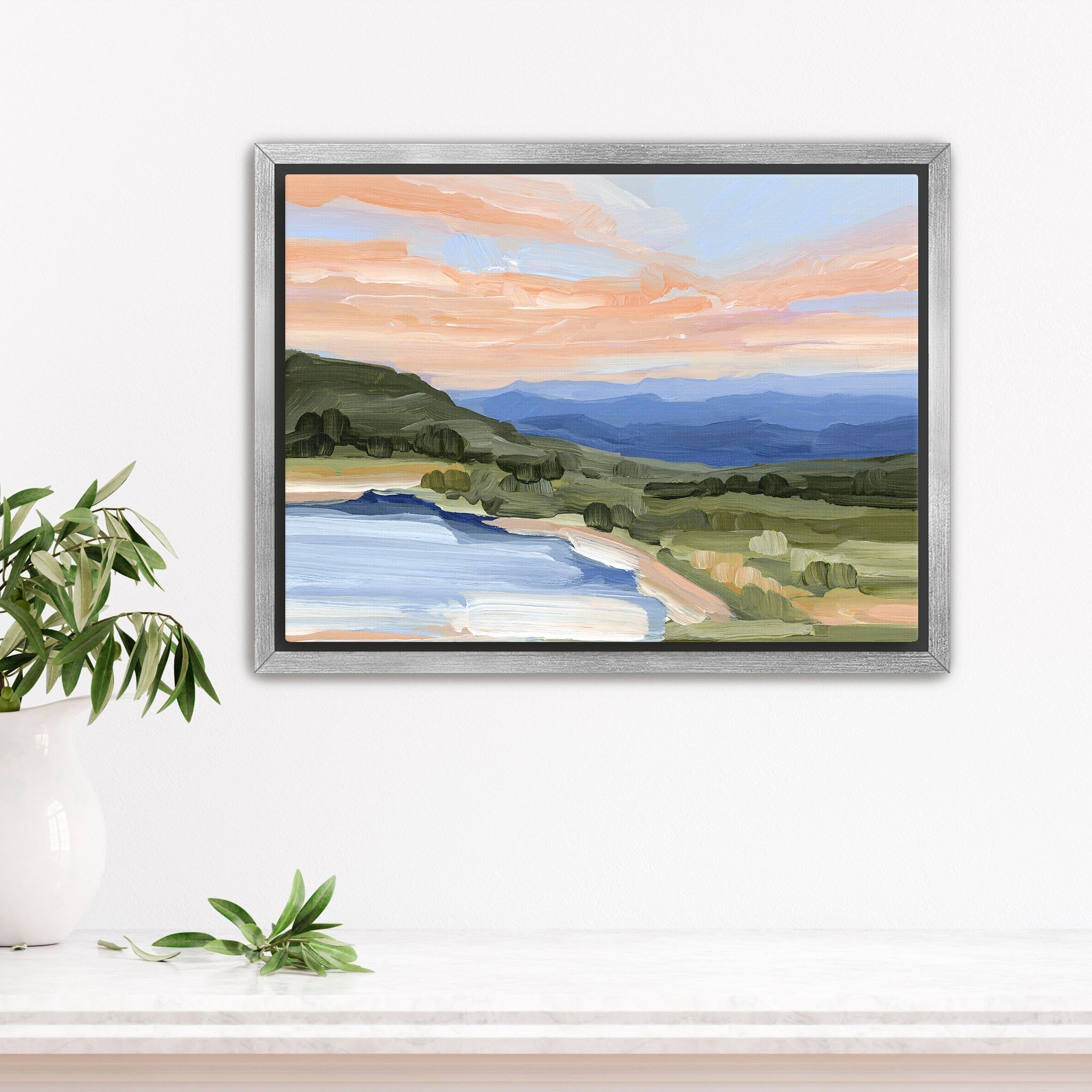 Blue Lake Art Print - Stunning Landscape Wall Decor for Living Room, Bedroom & Office | Premium Canvas Painting for Home & Office Decor
