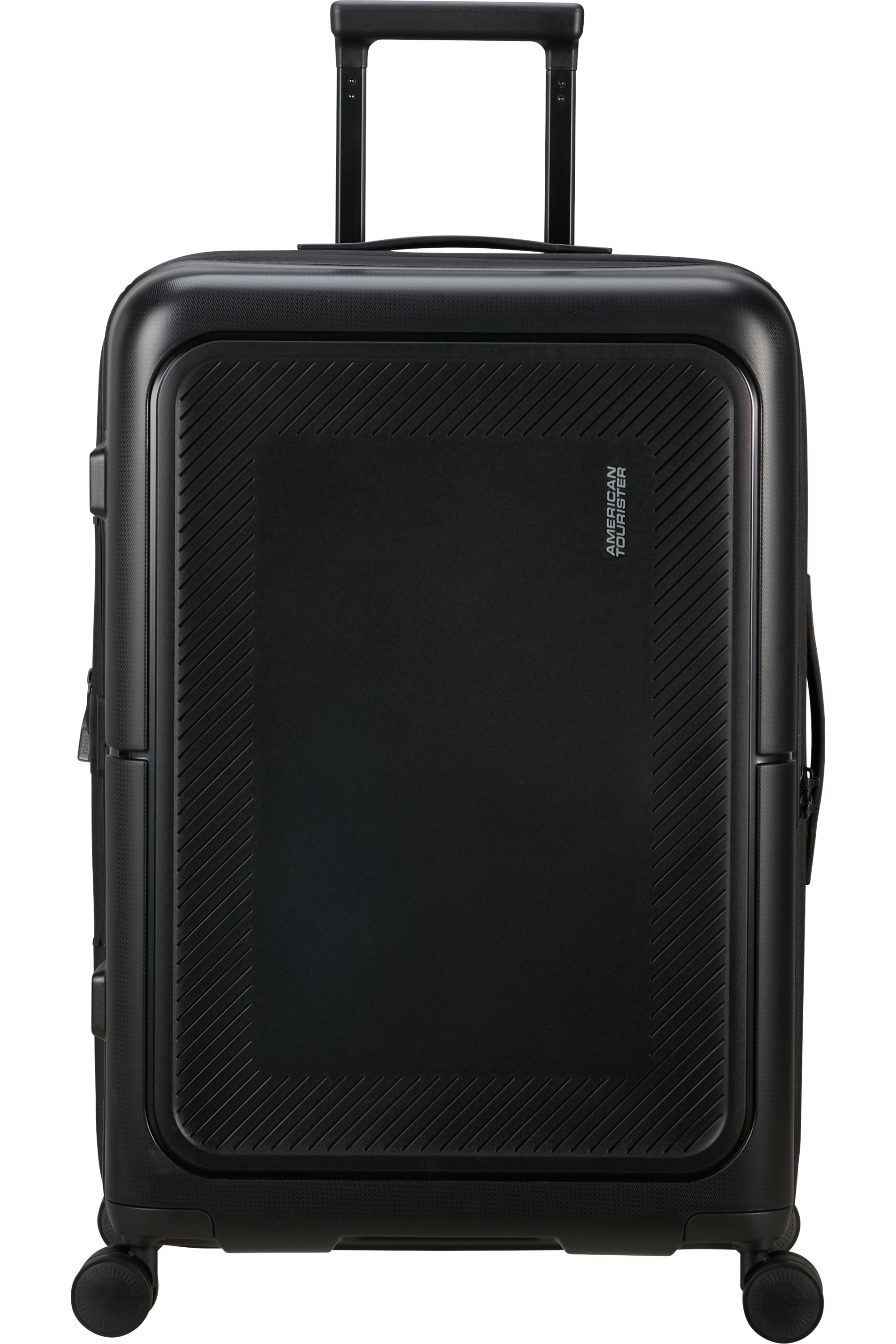 American Tourister Dashpop 67cm Medium Spinner Suitcase - Black | Lightweight Durable Luggage for Travel & Business Trips