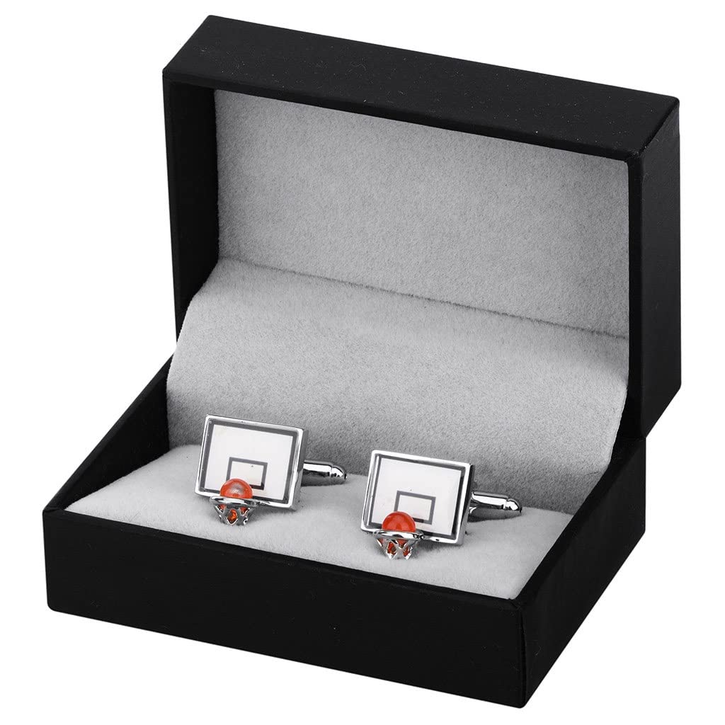 WYFDP Basketball Hoop Cufflinks for Men - Sports Themed Dress Shirt Accessories - Perfect for Gifts, Weddings & Business Meetings (One Size, Color A)