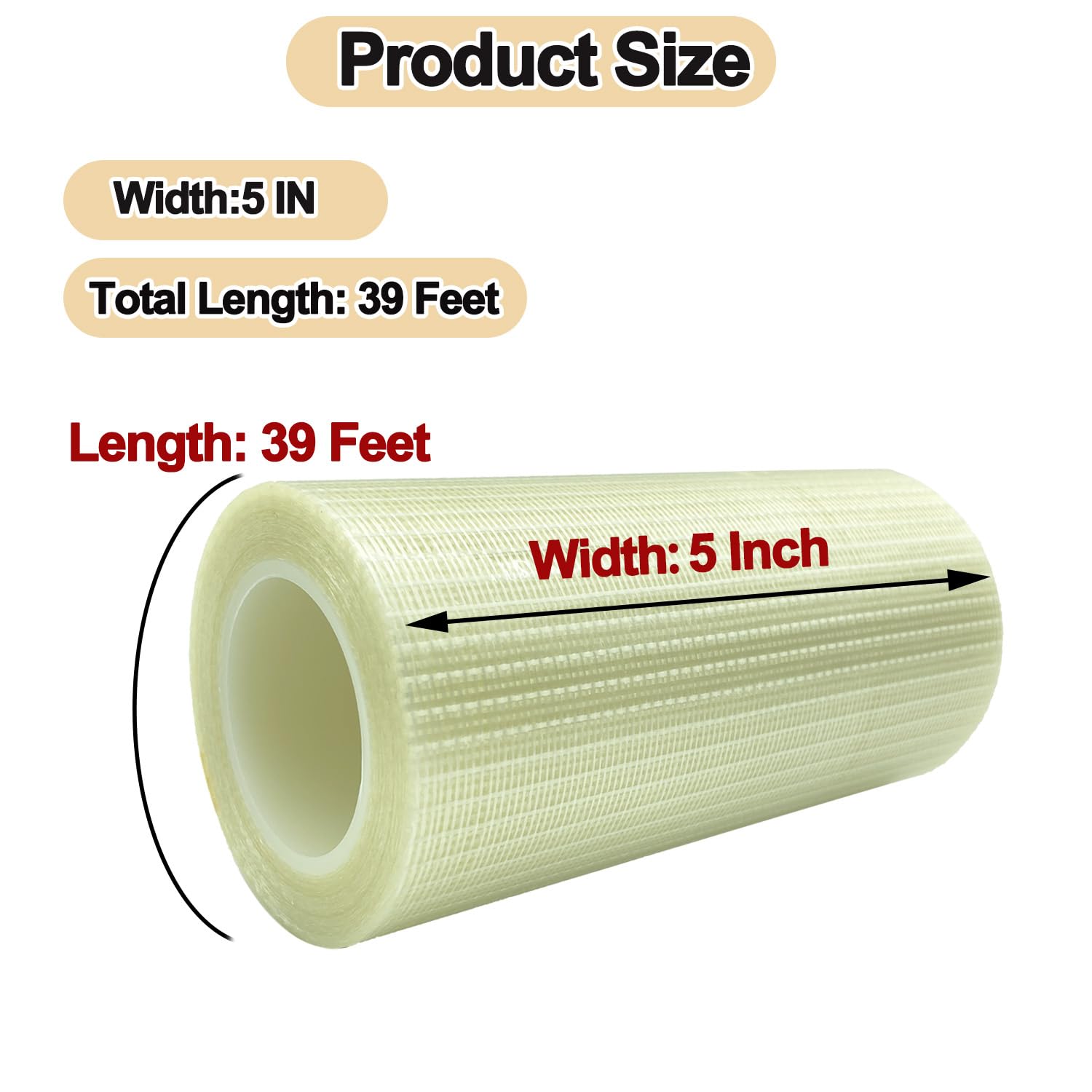 5IN x 39FT Heavy Duty Waterproof Repair Tape - RV Awning, Tent, Boat Cover, Canvas, Tarp, Sail & Canopy Patch Kit | Emergency Fix for Outdoor Gear, Camping Equipment & Marine Accessories | Perfect for RV Trips, Camping Adventures & Boat Maintenance
