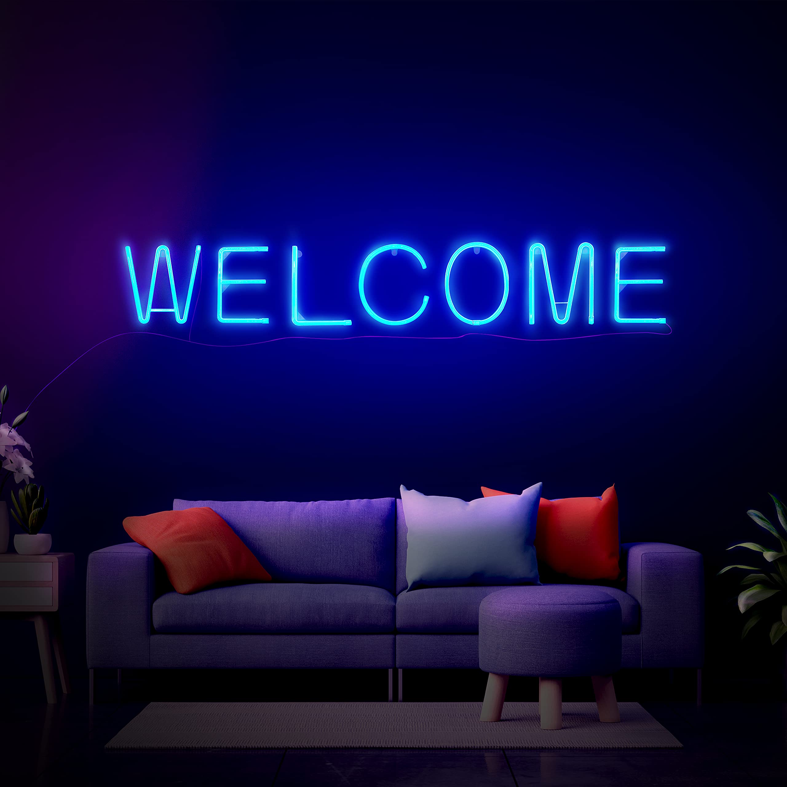 Custom LED Neon Letter Signs A-Z & 0-9 - Blue Wall Decor for Home, Bar, Wedding & Events - Battery/USB Powered Dimmable Neon Lights for Bedroom, Party & Business Signage