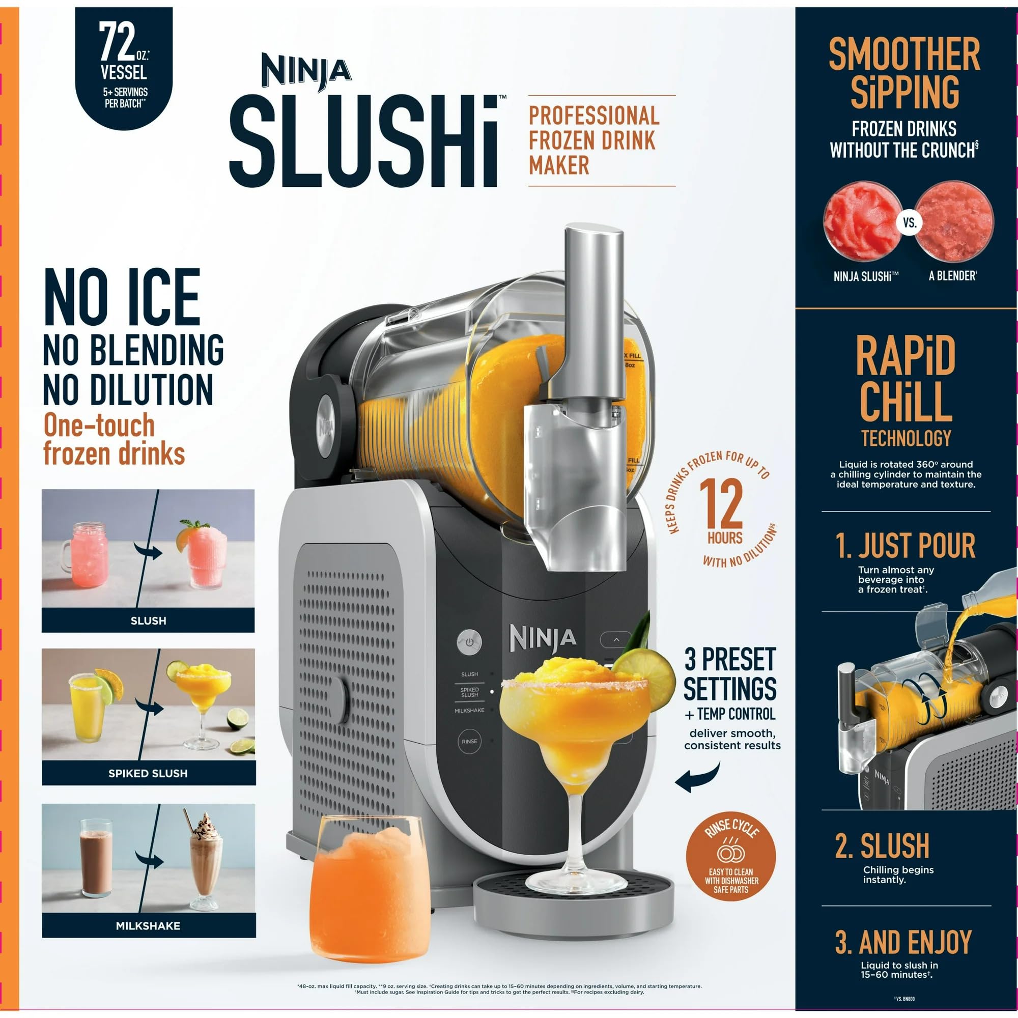 Ninja SLUSHi 72 oz Professional Frozen Drink Maker for Smoothies & Slushies - 3 Preset Settings, Ice Crushing Blender - Perfect for Parties, Summer Treats & Home Bars
