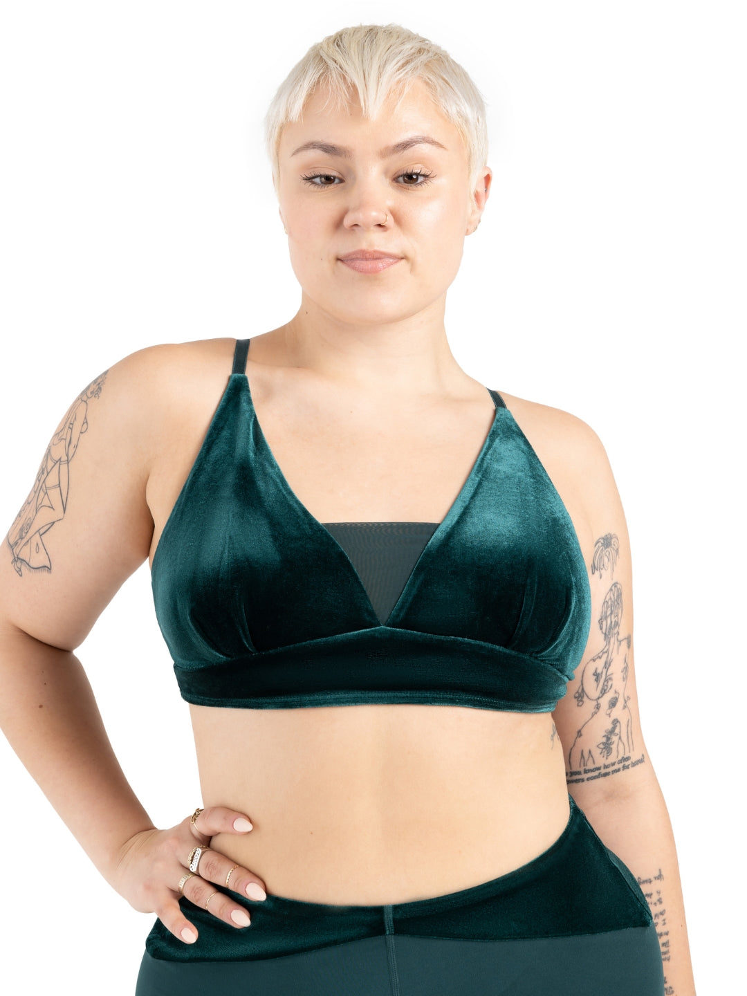 12235W Velvet Forest Viridian Bra Top - Women's Comfortable Stretchy Sports Bra for Yoga, Gym & Everyday Wear