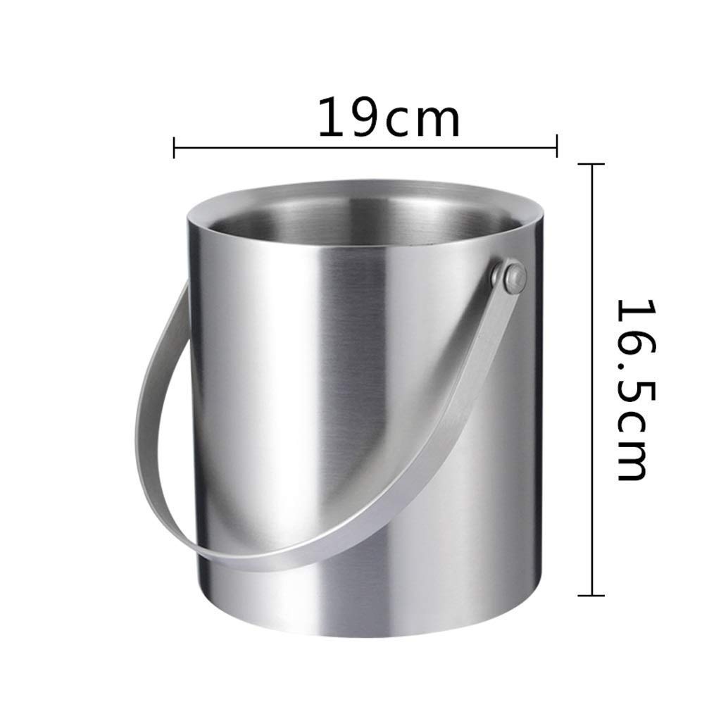 Premium Stainless Steel Ice Bucket with Tongs - 2L Double Wall Insulated Wine Chiller for Parties, Bars & Outdoor Camping - Silver Ice Bucket with Lid (16.5x15cm) - Perfect for Keeping Drinks Cold at BBQs, Picnics & Home Entertaining