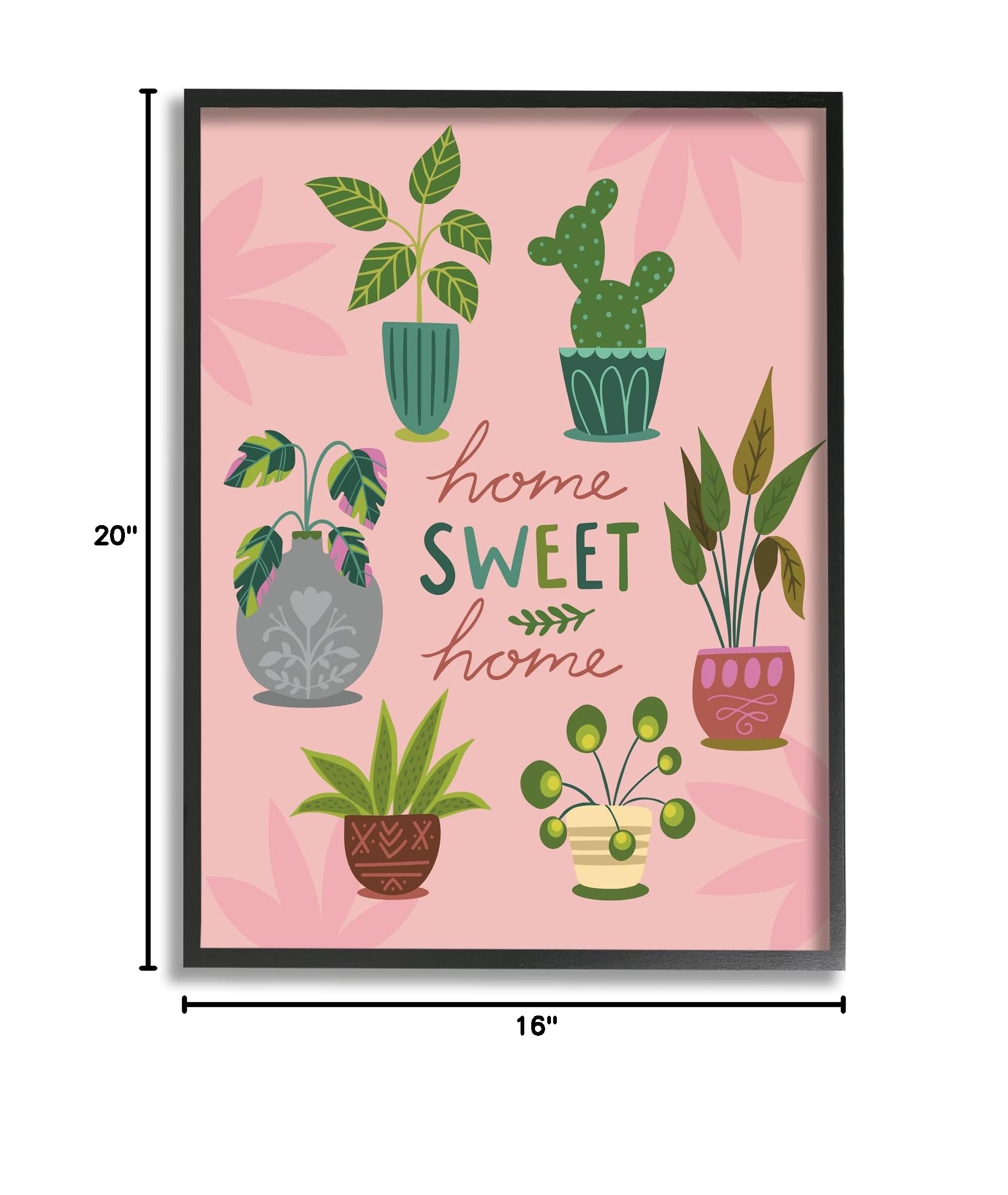 Stupell Industries Home Sweet Home Charming Potted House Plants - Louise Allen Design | Perfect for Living Room, Bedroom & Office Decor