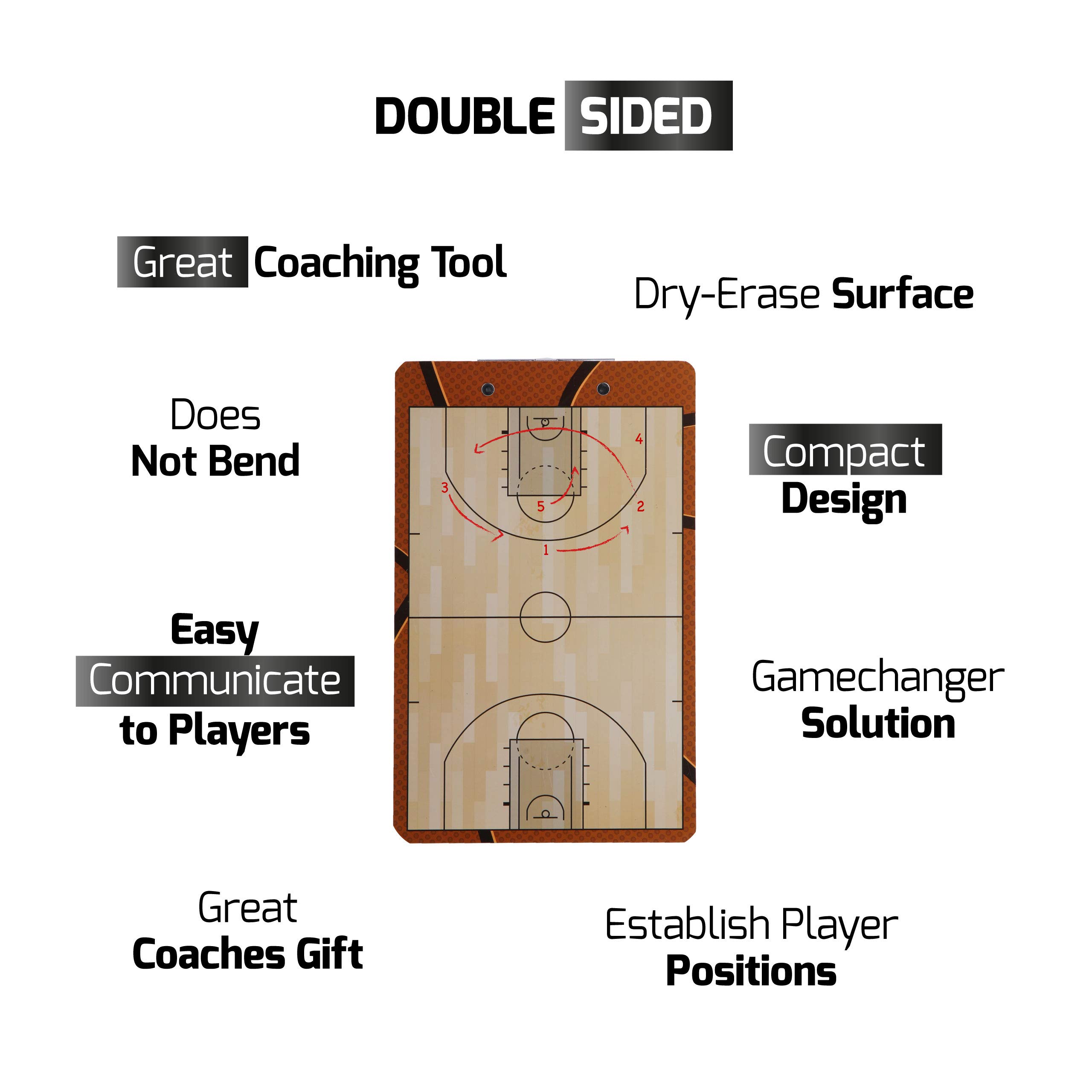 Dry Erase Coaches Clipboard with Whistle & Markers - Double Sided Whiteboard for Sports Coaching, Practice Drills & Game Strategies | Perfect for Football, Basketball & Soccer Coaches