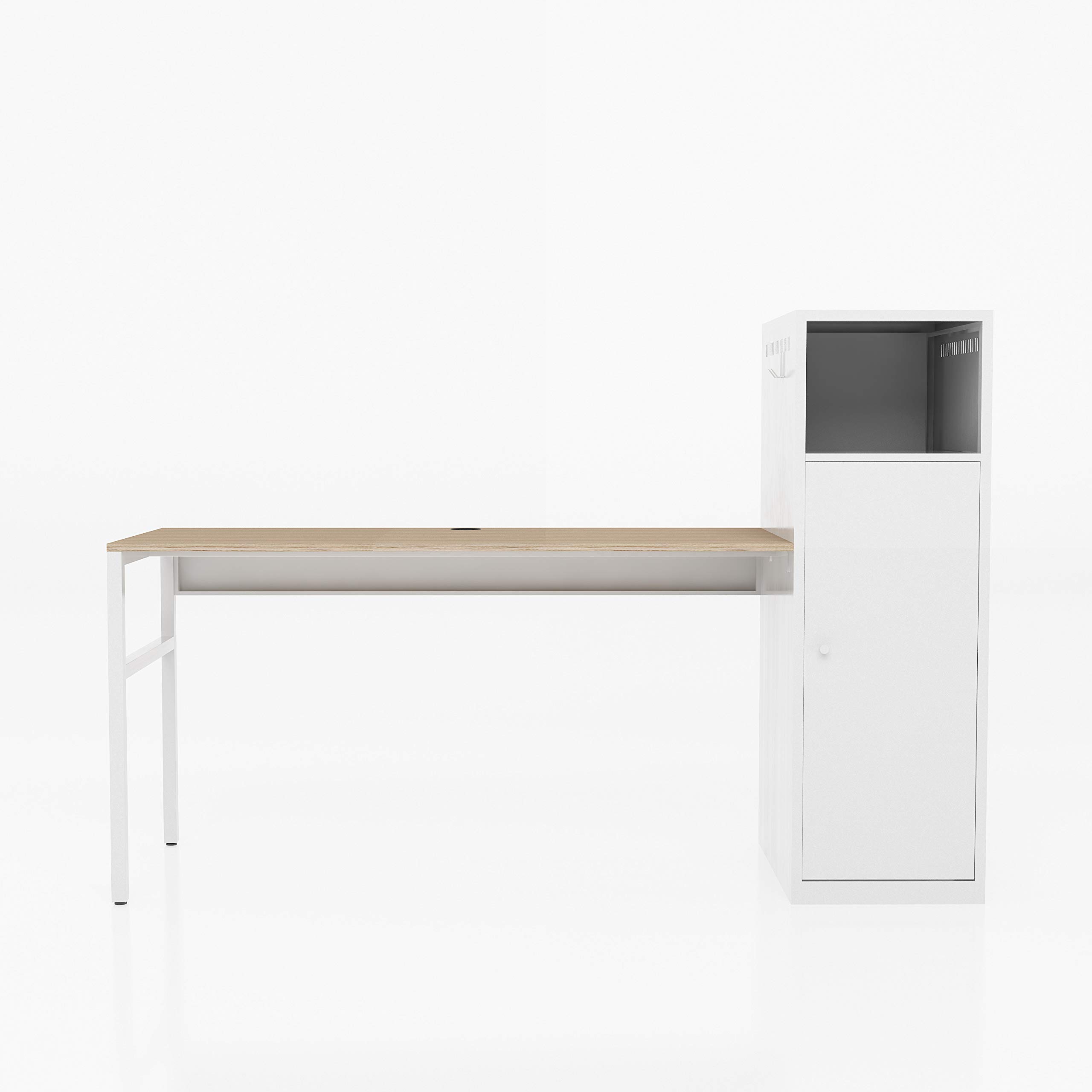 Adjustable L-Shaped Computer Desk with File Storage - Home Office Desk, Study & Writing Table for Small Spaces, Gaming & Workstation Use (White)