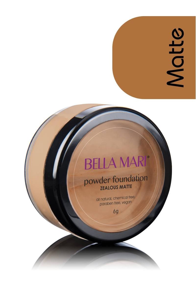 Bella Mari Natural Mineral Powder Foundation - Zealous (Warm) 0.2oz | Vegan, Cruelty-Free, Buildable Coverage | Perfect for Daily Wear & Sensitive Skin