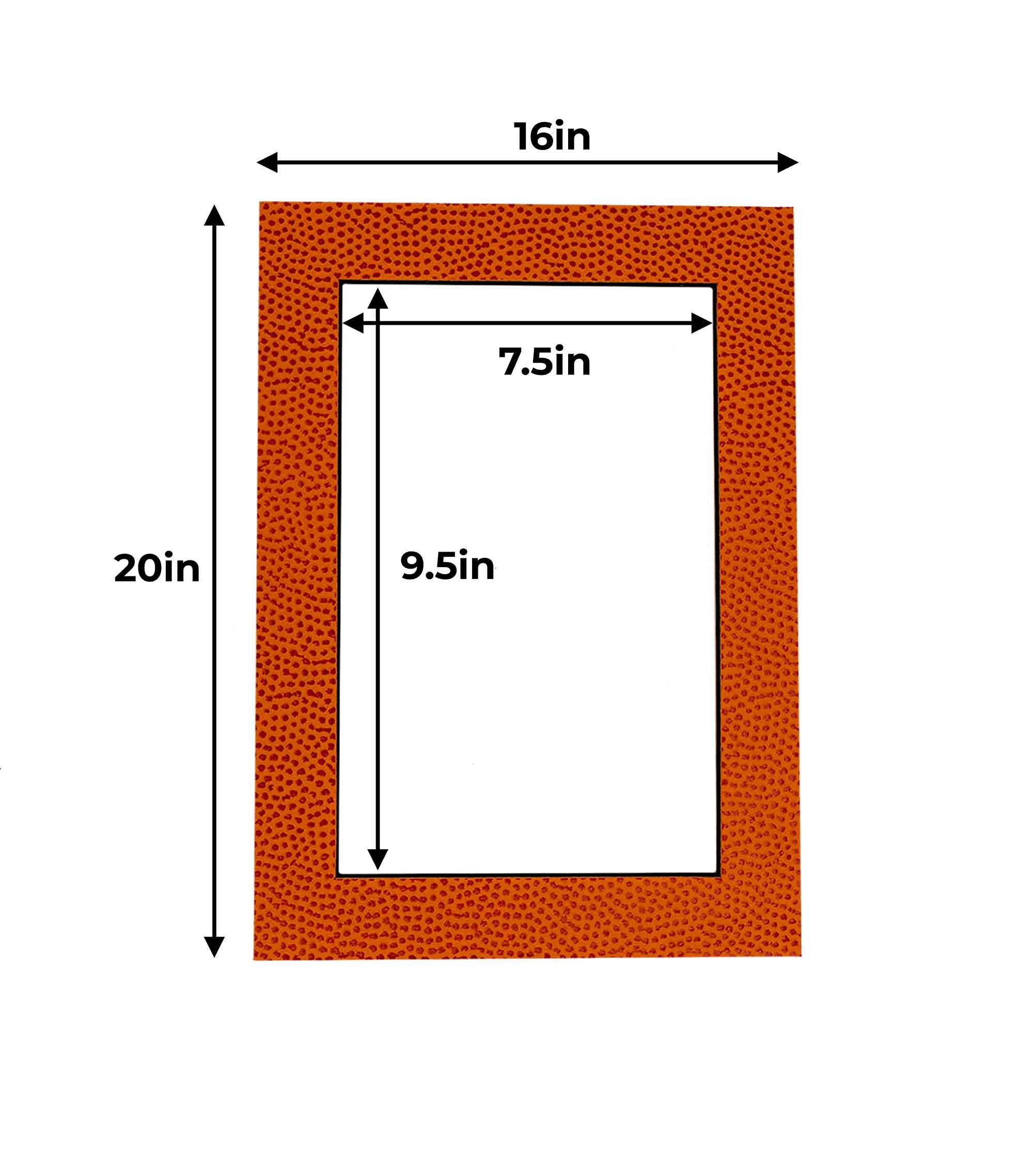 16x20 Inch Acid-Free Picture Matboard - Precut 8x10 Opening with Beveled Edge for Framed Photos & Artwork | Basketball Texture Design | Pack of 25 Mats | Perfect for Sports Memorabilia, Home Decor & Gift Displays