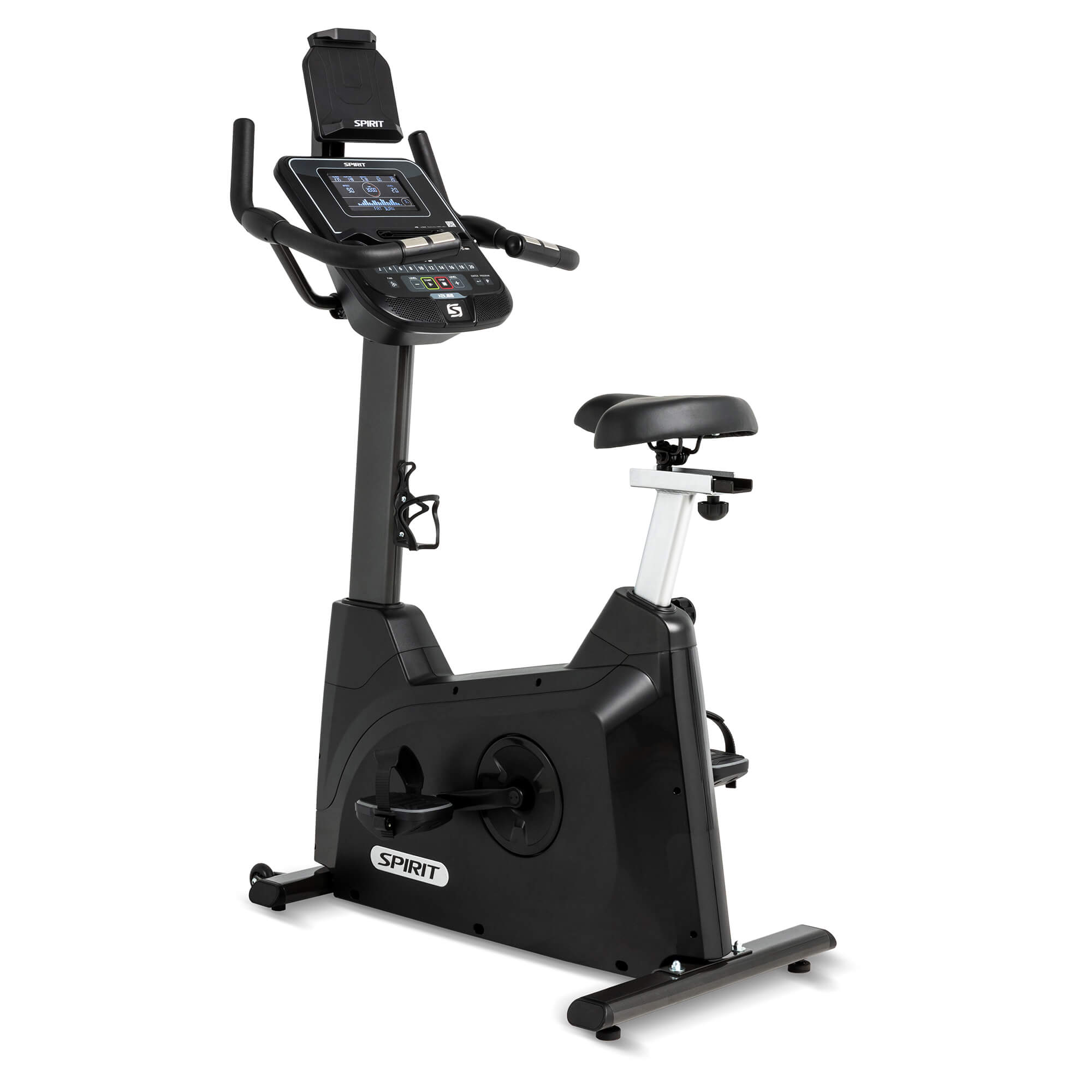 Spirit Fitness XBU55 Upright Exercise Bike for Home Gym - Cardio Workout Equipment with LCD Monitor & Adjustable Resistance - Perfect for Indoor Cycling Training & Fitness Routines