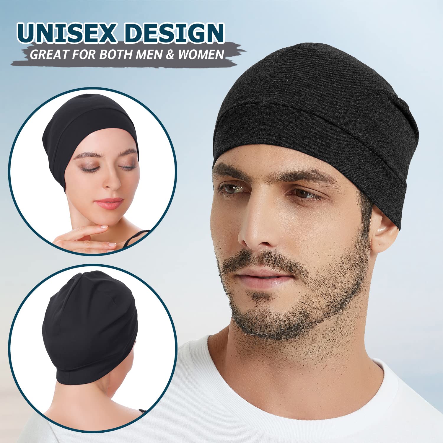 EINSKEY 100% Cotton Beanie Hat 2-Pack - Unisex Skull Cap & Helmet Liner for Running, Cycling, Skiing | Warm Winter Hat for Outdoor Sports, Sleeping & Chemotherapy Headwear