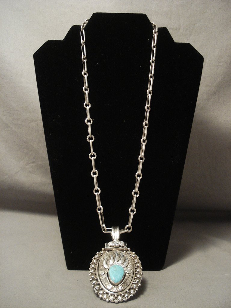 Authentic Native American Jewelry: 123g Ben Begaye Turquoise Silver Necklace - Handcrafted by Famous Navajo Artist for Women & Men, Perfect for Weddings, Gifts & Cultural Events