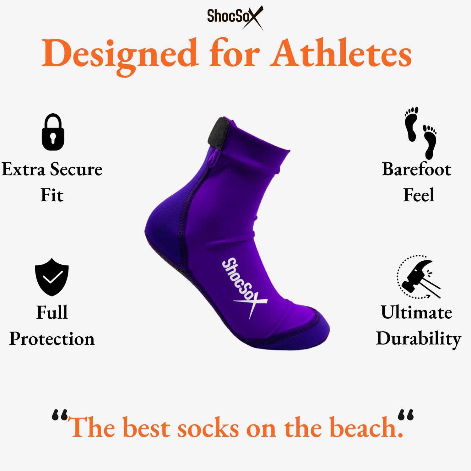 Premium Beach Volleyball & Sand Soccer Socks with Armor-Grade Soles - Longest Lasting Performance Socks for Outdoor Sports & Beach Activities