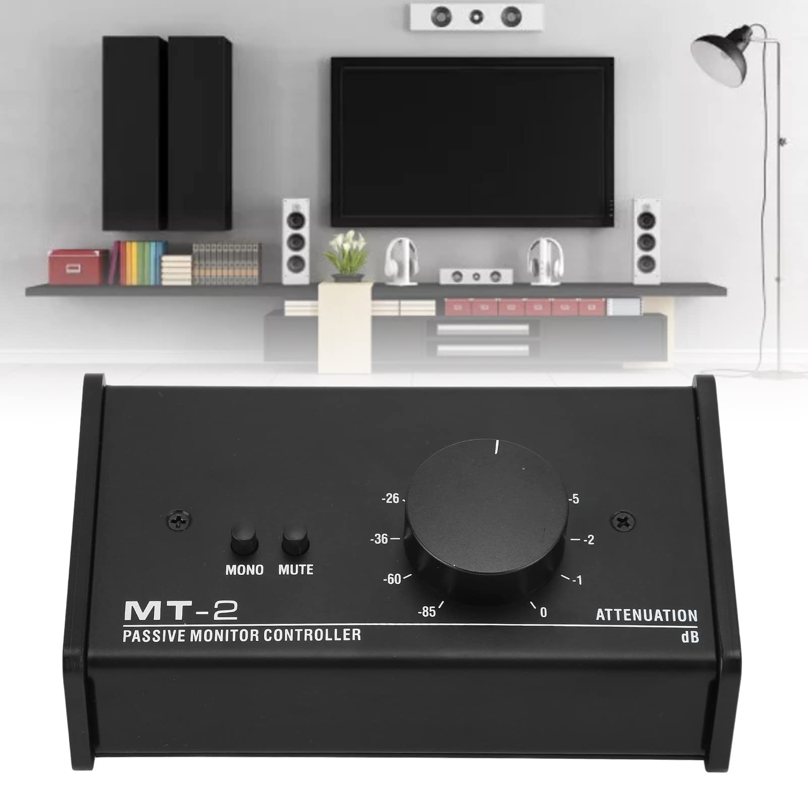 Passive Monitor Controller with Mute Control - Large Knob Passive Stereo Volume Controller for Studio Monitors | Pure Signal Audio Control for Home & Professional Recording Studios