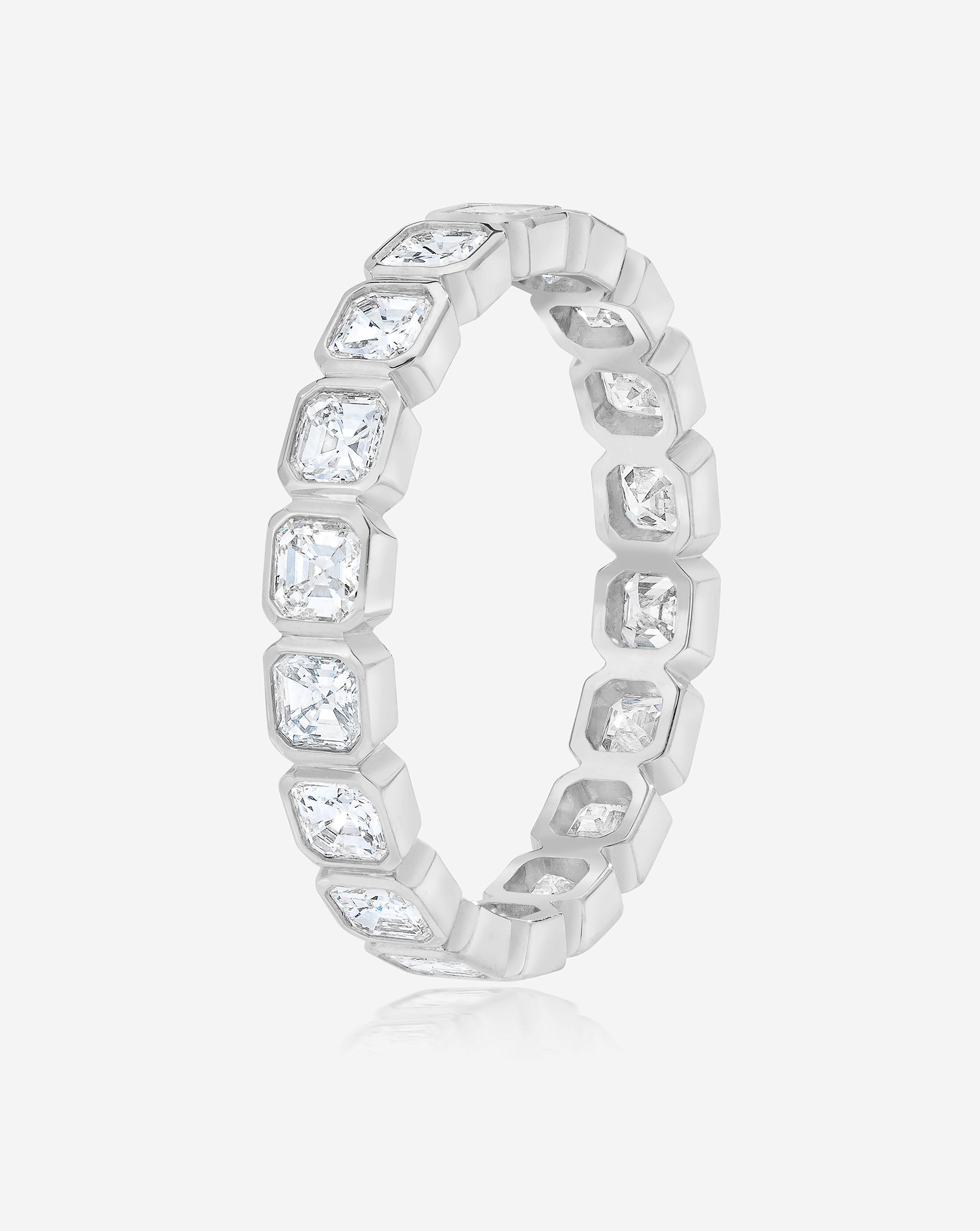 Exquisite Asscher Cut Bezel Set Eternity Band Ring for Women - Perfect for Weddings, Anniversaries & Special Occasions