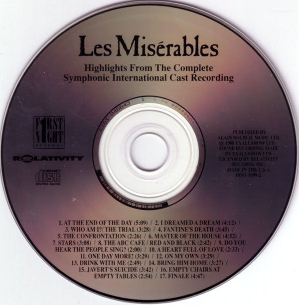 Les Misérables: Highlights from The Complete Symphonic International Cast Recording CD by Alain Boublil & Claude Michel Schönberg (New or Mint Condition) - Perfect for Broadway Fans, Theater Enthusiasts & Music Collectors