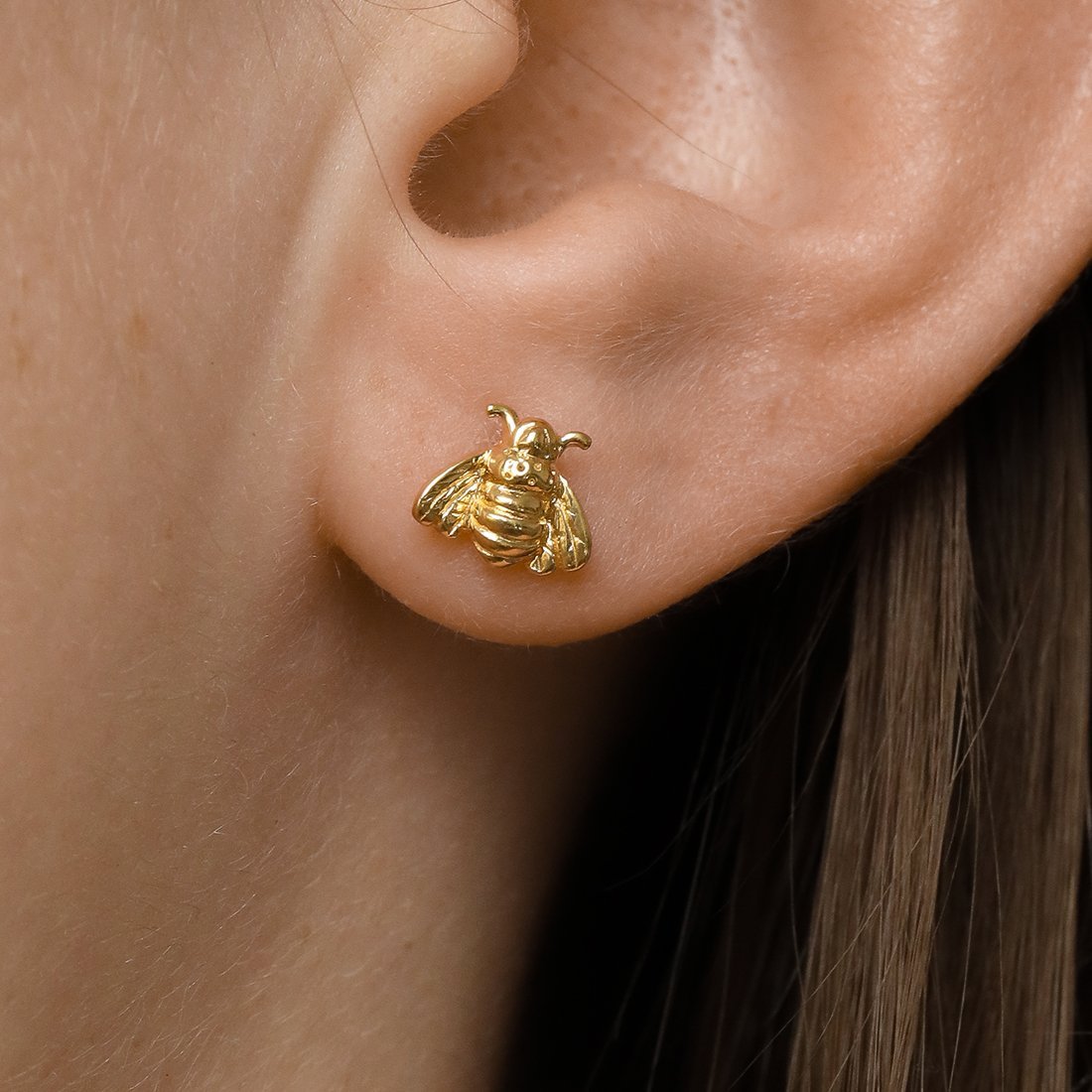 14K Gold Bee Stud Earrings for Women - Dainty Pollination Jewelry Gift for Her - Perfect for Everyday Wear, Date Nights & Special Occasions