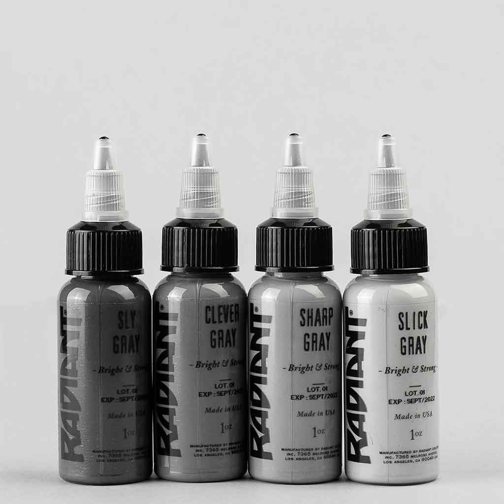 Premium 4-Piece Gray Tattoo Ink Set - Vibrant, Long-Lasting Professional Tattoo Pigments for Artists | Ideal for Realism, Shading & Portrait Tattoos