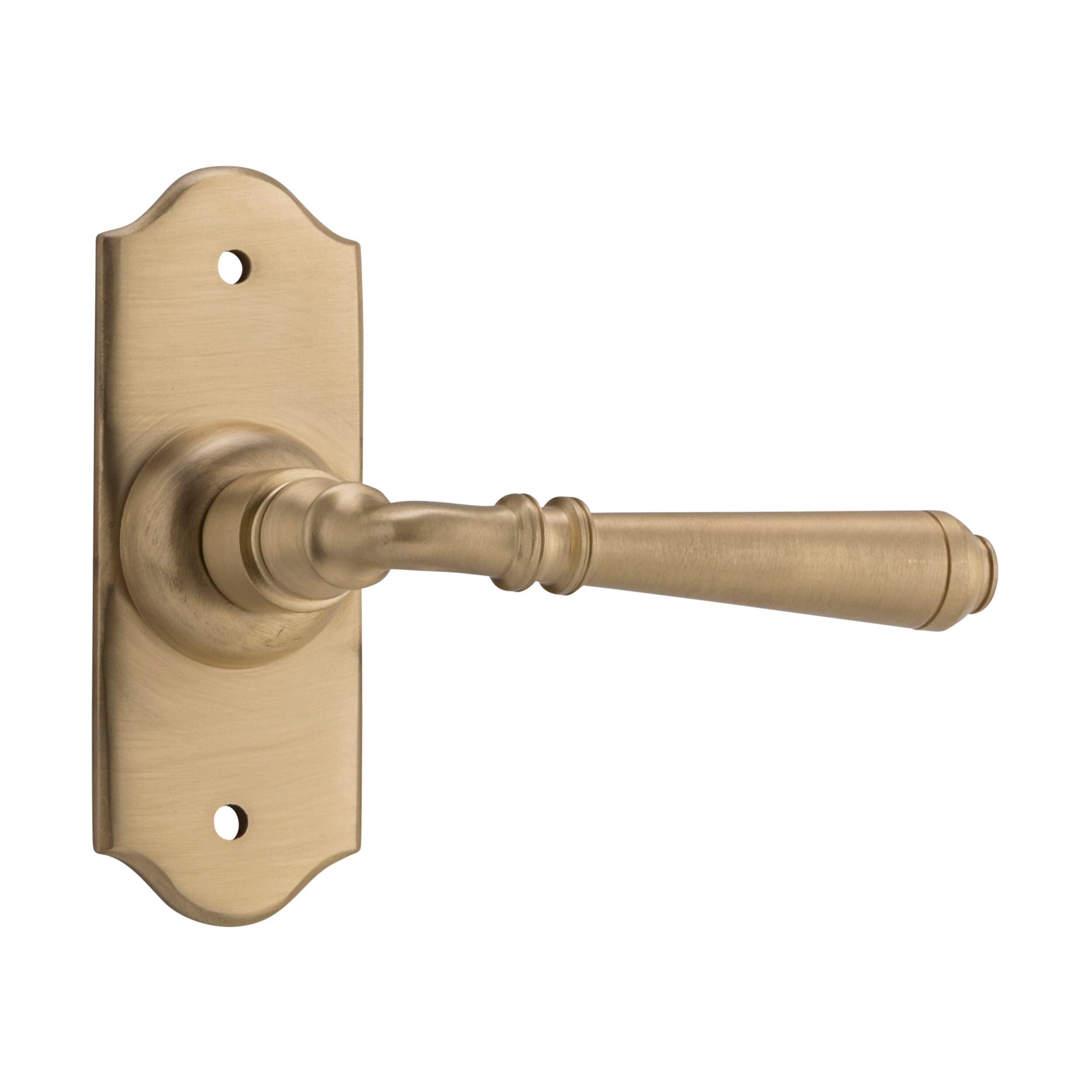 6642 Door Lever Reims Latch Pair in Satin Brass - 110x40x70mm (HxWxD) | Vintage Style Interior Door Handles for Home, Office & Commercial Use