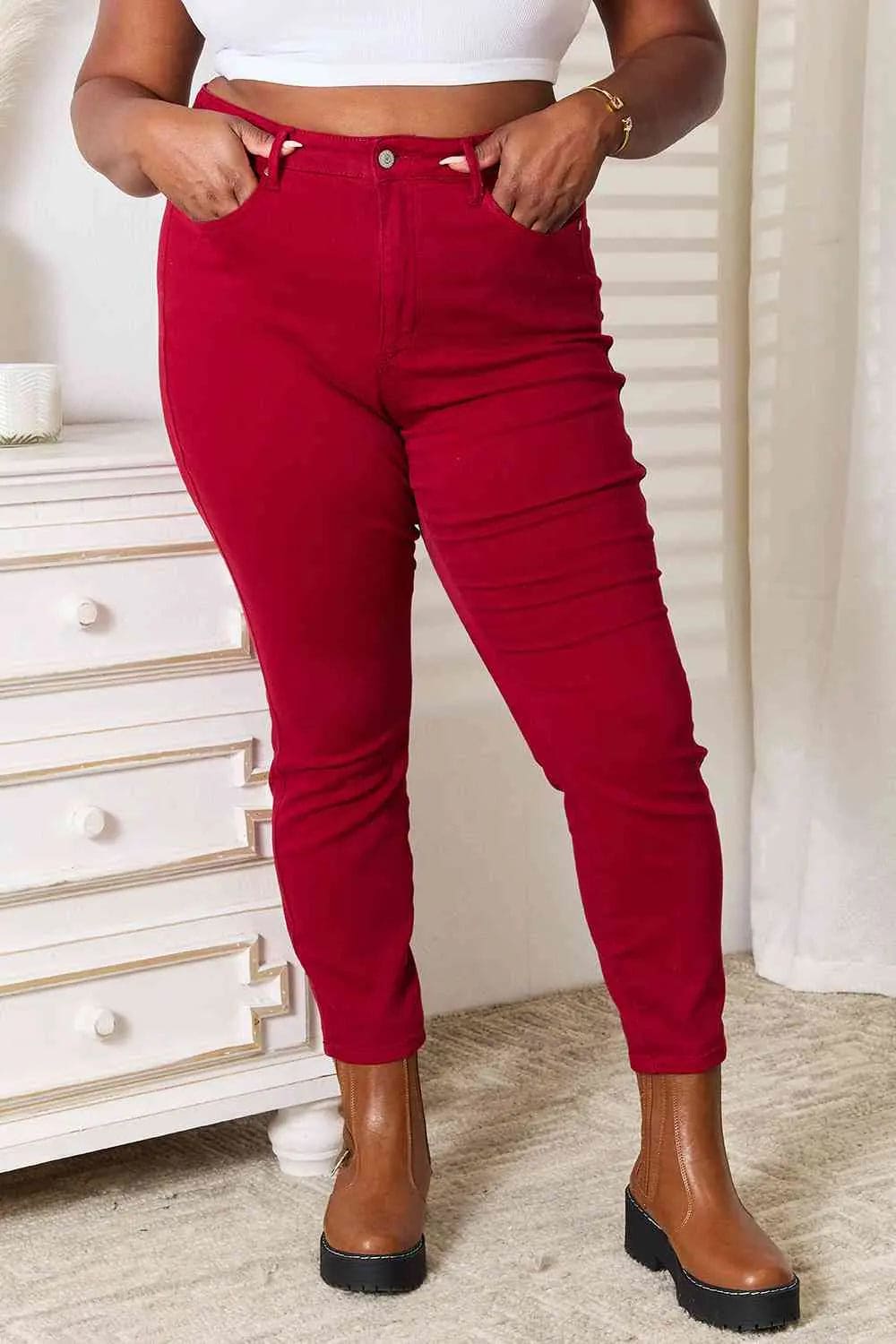 Judy Blue High Waist Tummy Control Skinny Jeans for Women - Slimming Stretch Denim Pants for Everyday Wear & Casual Outfits