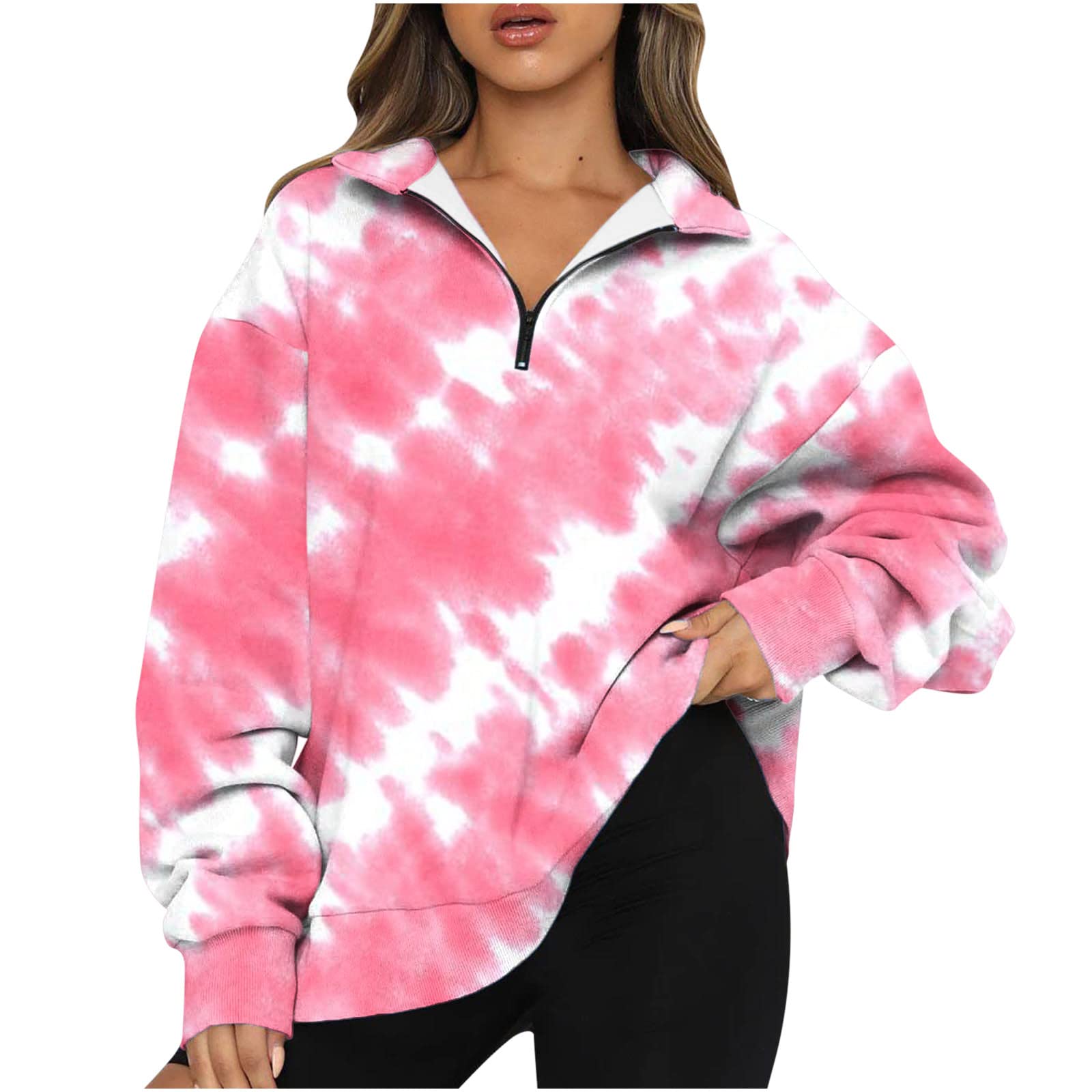 Thsue Women's Oversized Half Zip Pullover Sweatshirt | Long Sleeve Quarter Zip Hoodie | Y2K Fashion for Teen Girls | Fall & Winter Layering Essential | Perfect for School, Casual Outings & Streetwear