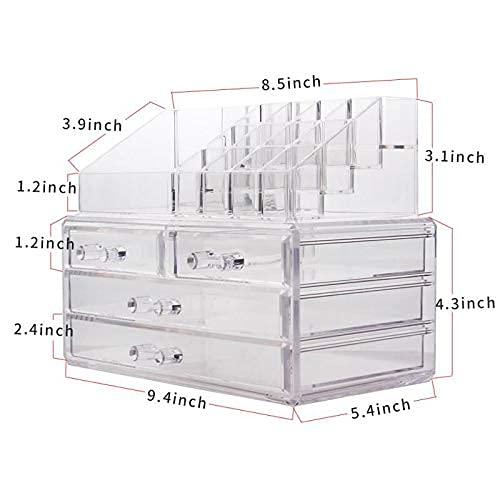 Clear Acrylic Cosmetic Display Case & Jewelry Storage Box - Makeup Organizer for Hair Accessories, Bathroom Vanity & Countertop Organization - Perfect for Home, Salon, and Retail Store Display