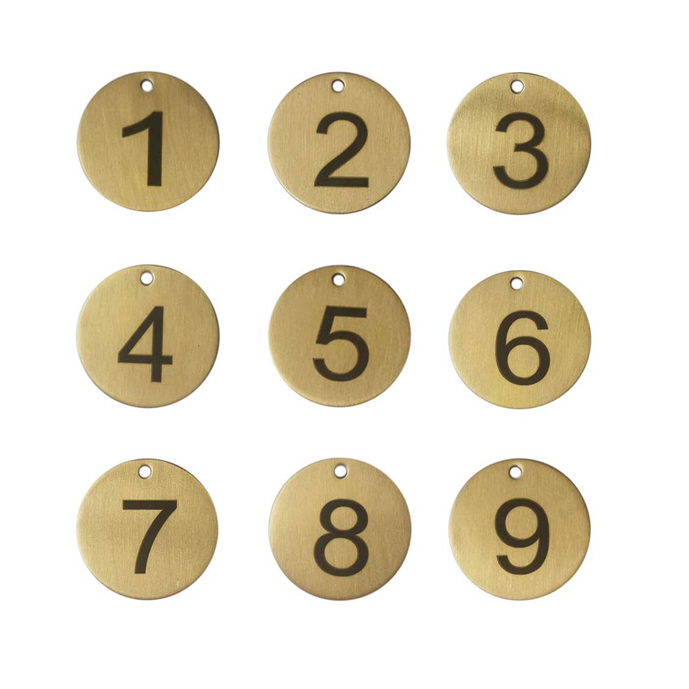 Numbered Brass Tags with Key Rings (1-10) - Durable Metal ID Tags for Pets, Keys & Luggage - Perfect for Organization & Identification